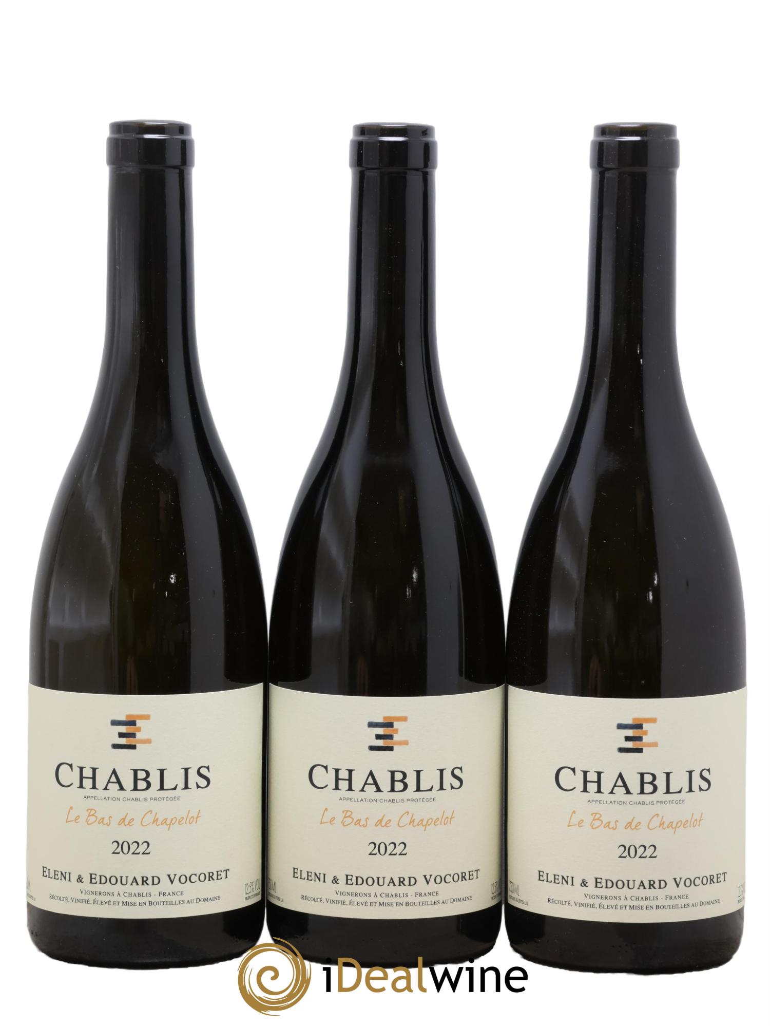 Chablis Le Bas De Chapelot Vocoret 2022 - Posten von 3 Flaschen - 0