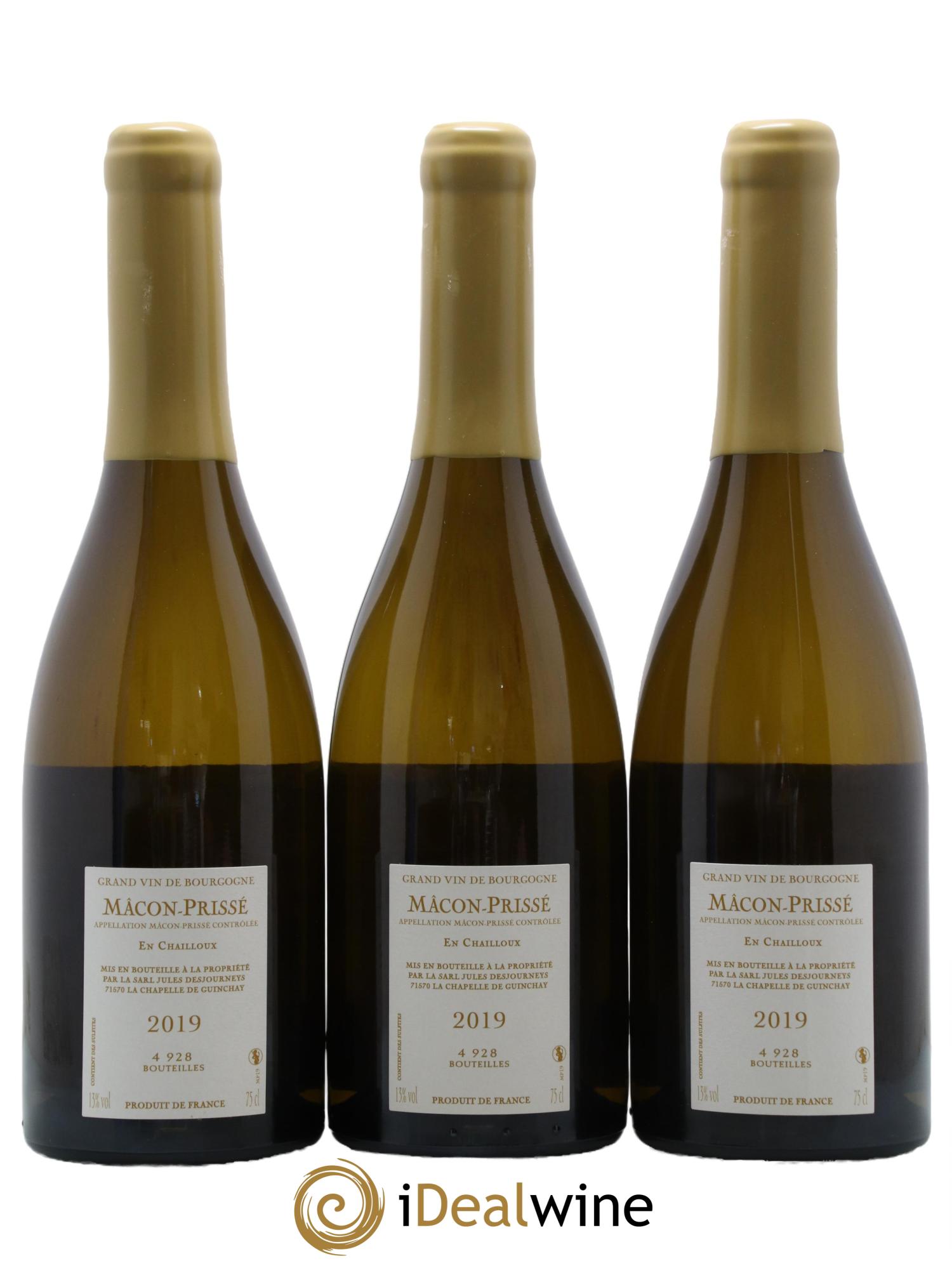 Mâcon Macon Prisse En Chailloux Domaine Jules Desjourneys 2019 - Lot de 3 bouteilles - 1