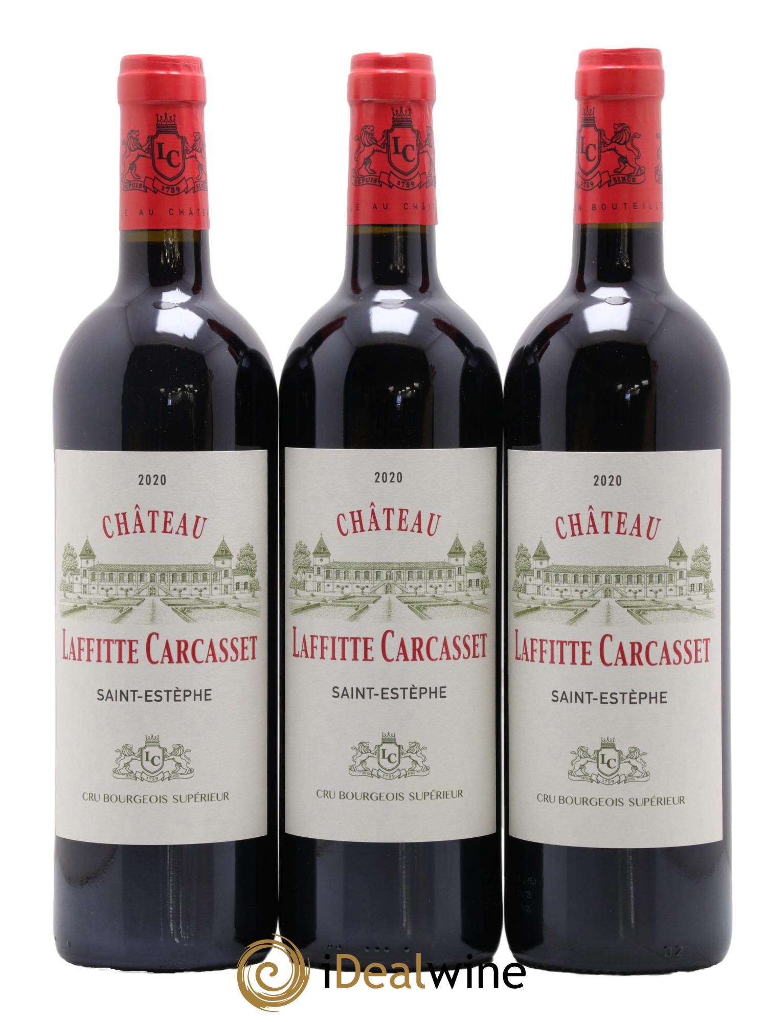 Château Laffitte Carcasset  Cru Bourgeois 2020 - Lot of 3 bottles - 0