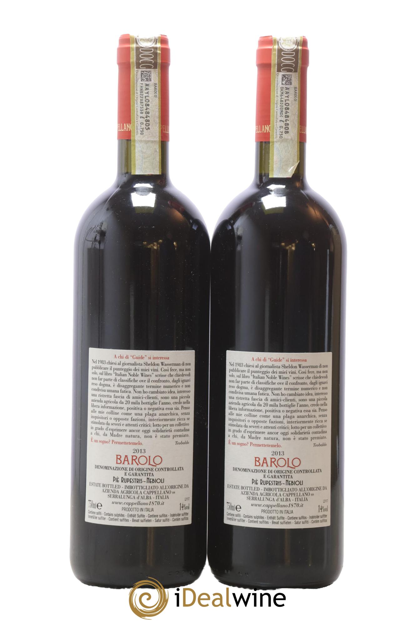 Barolo DOCG Pie Rupestris Cappellano 2013 - Posten von 2 Flaschen - 1