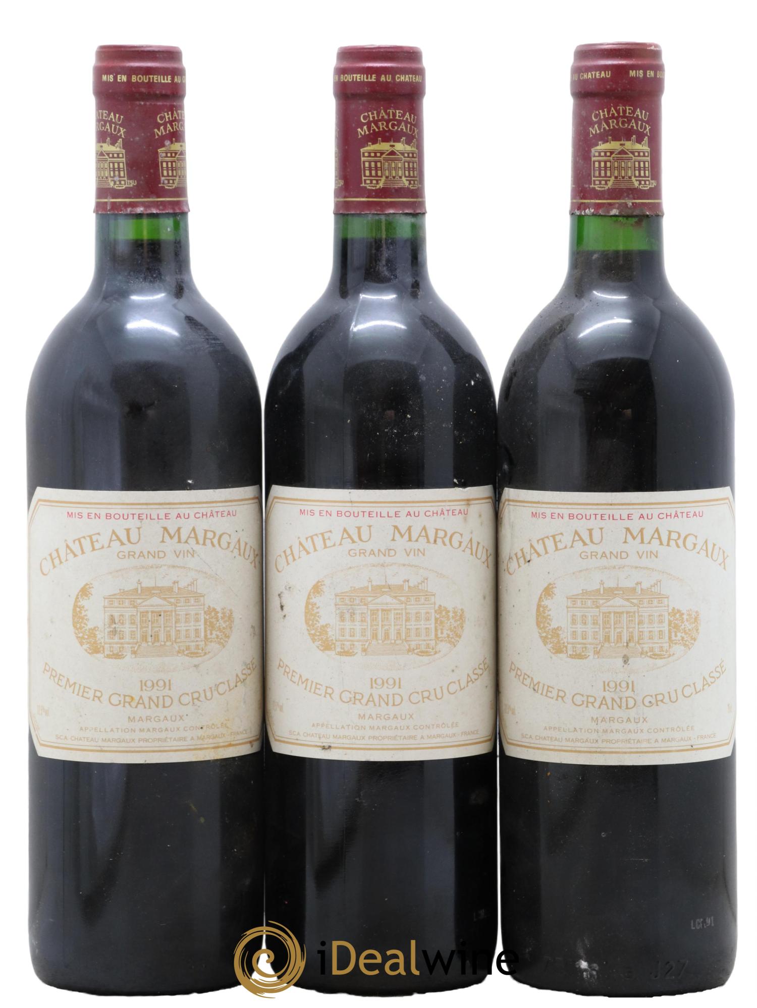 Château Margaux 1er Grand Cru Classé 1991 - Lot de 3 bouteilles - 0
