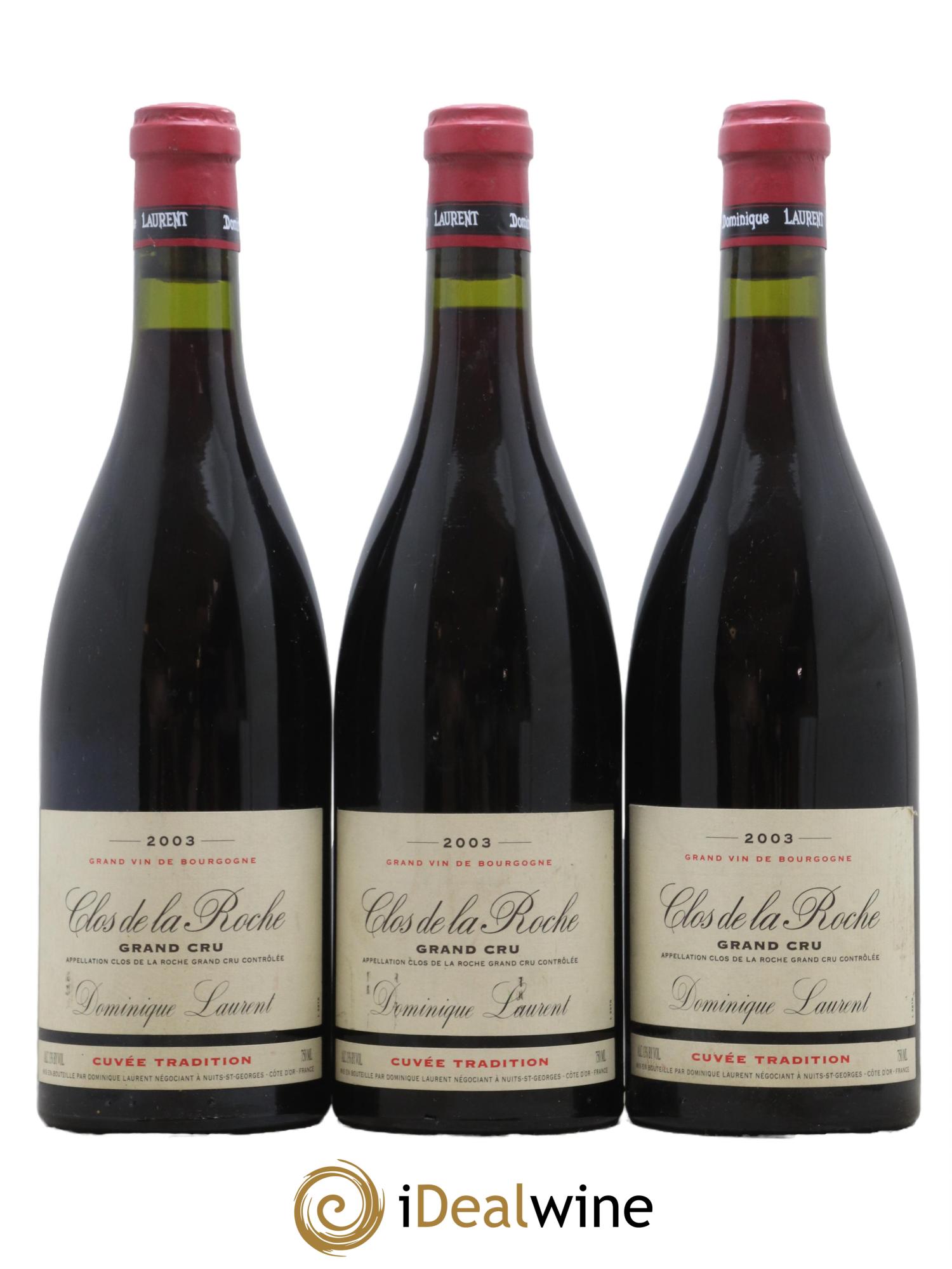 Clos de la Roche Grand Cru Cuvée Tradition Dominique Laurent 2003 - Lot of 3 bottles - 0