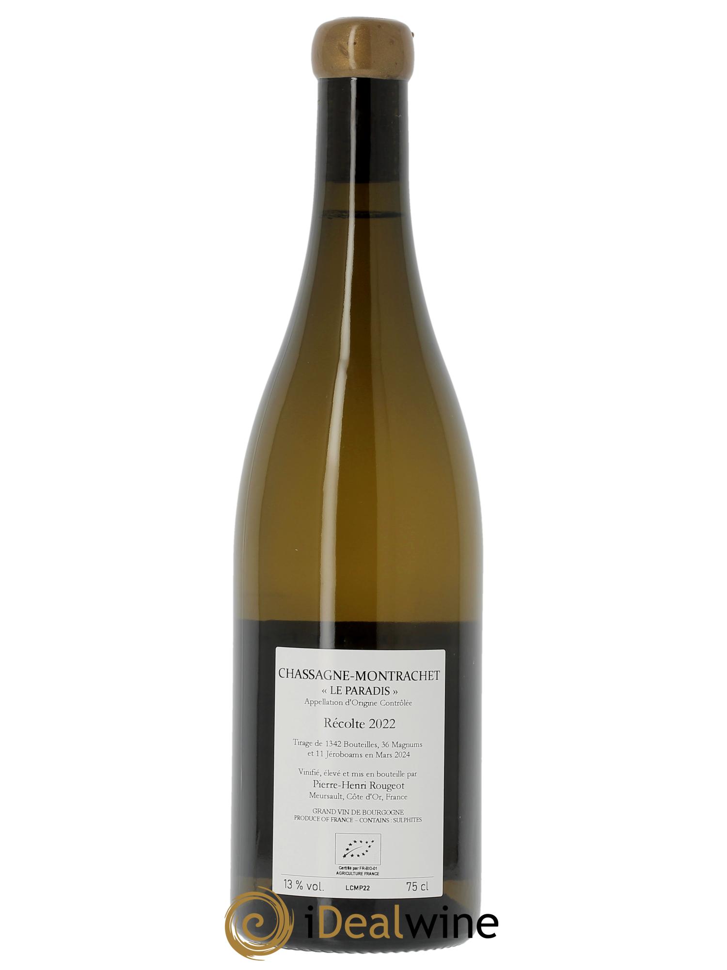 Chassagne-montrachet Le Paradis Pierre Henri Rougeot 2022 - Posten von 1 Flasche - 1