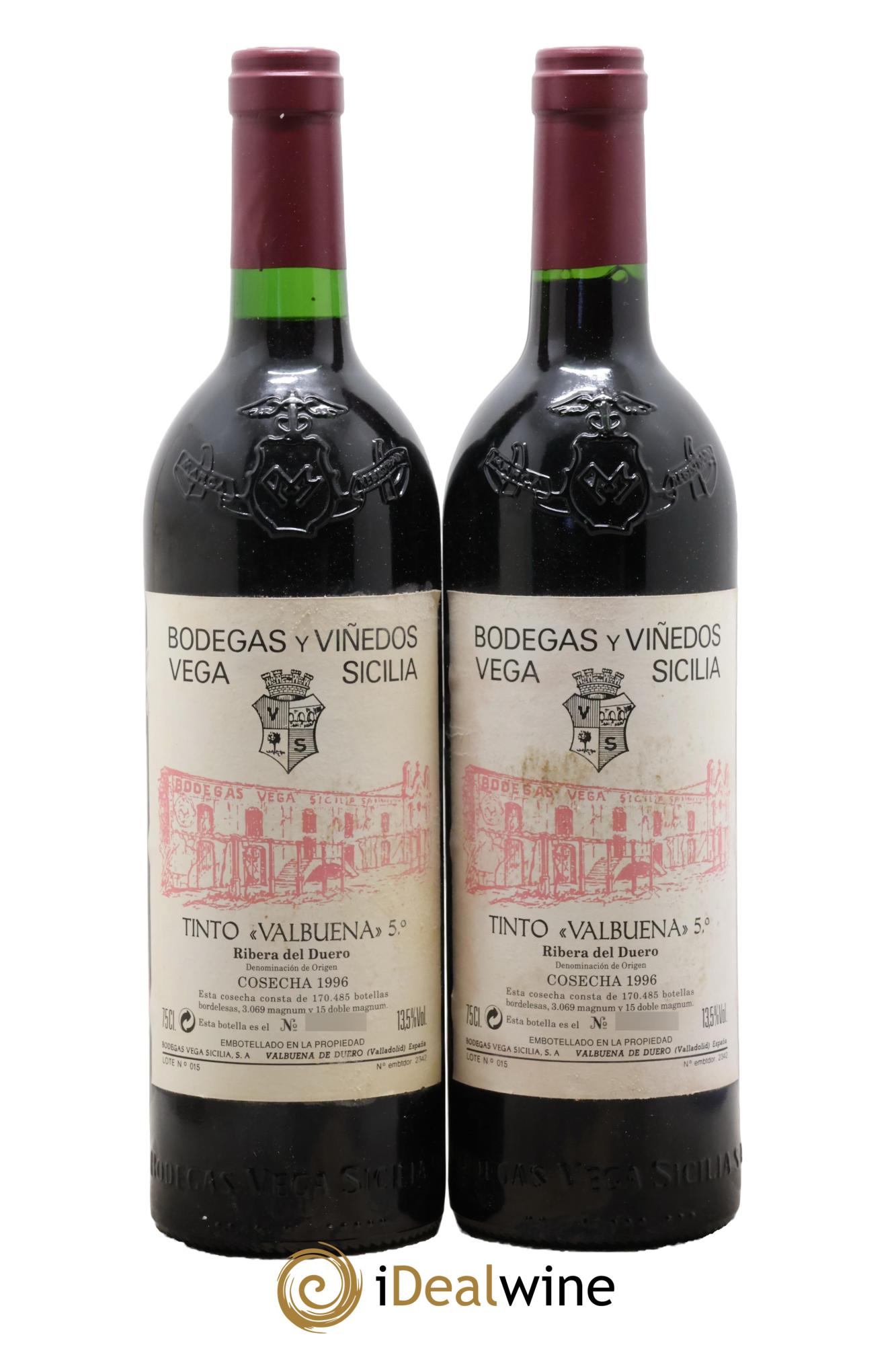 Ribera Del Duero DO Vega Sicilia Valbuena 5 ano Famille Alvarez 1996 - Lot de 2 bouteilles - 0