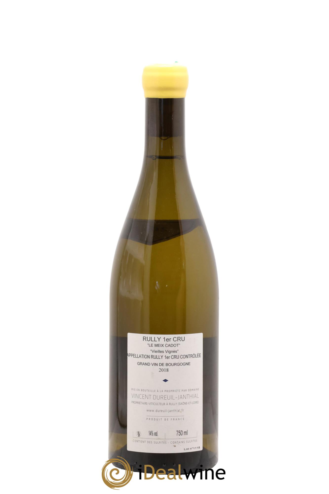 Rully 1er Cru Le Meix Cadot Vieilles Vignes Vincent Dureuil-Janthial 2018 - Posten von 1 Flasche - 1