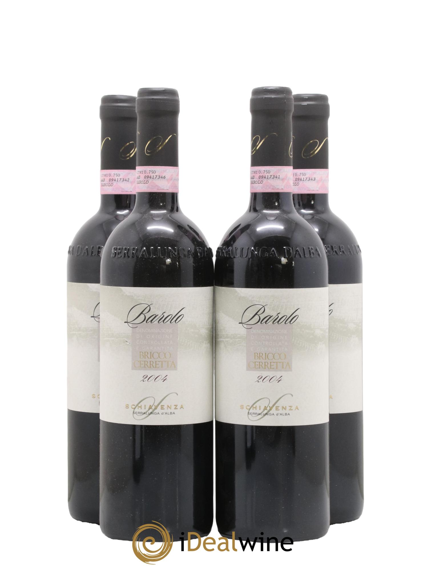 Barolo Cerretta Schiavenza 2004 - Lot de 4 bouteilles - 0