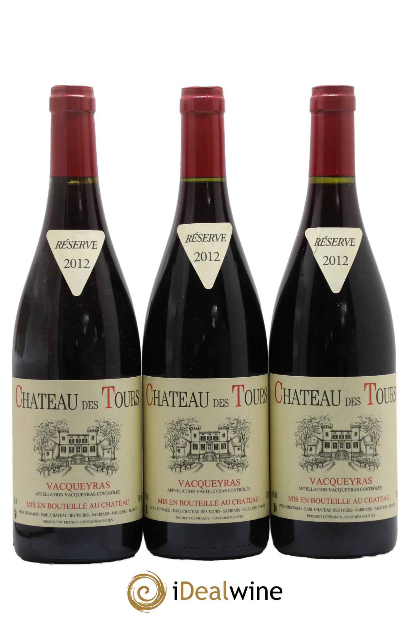 Vacqueyras Château des Tours Emmanuel Reynaud 2012 - Lot of 3 bottles - 0