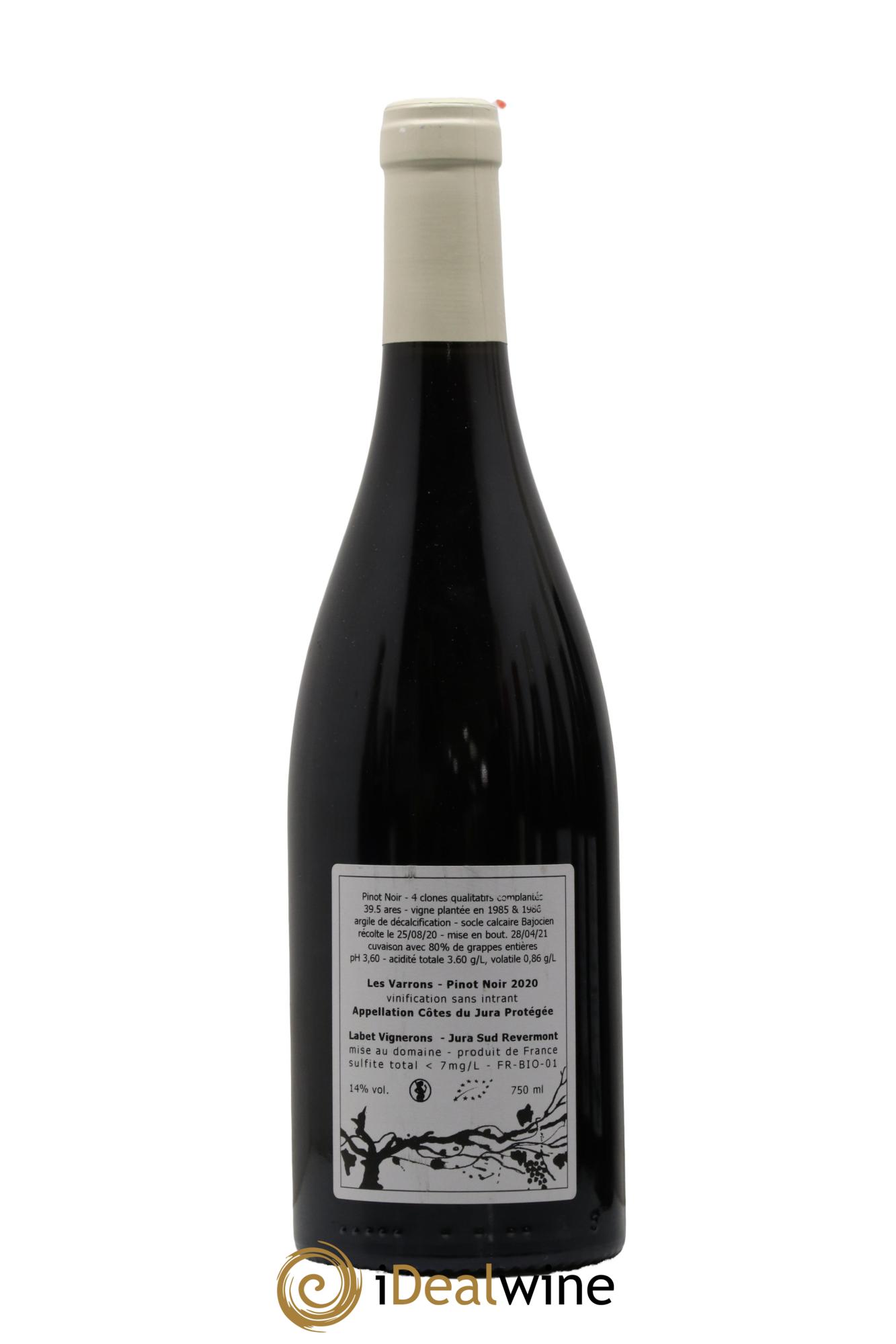 Côtes du Jura Pinot Noir Les Varrons Sélection Massale Romain - Julien - Charline Labet 2020 - Lot de 1 bouteille - 1