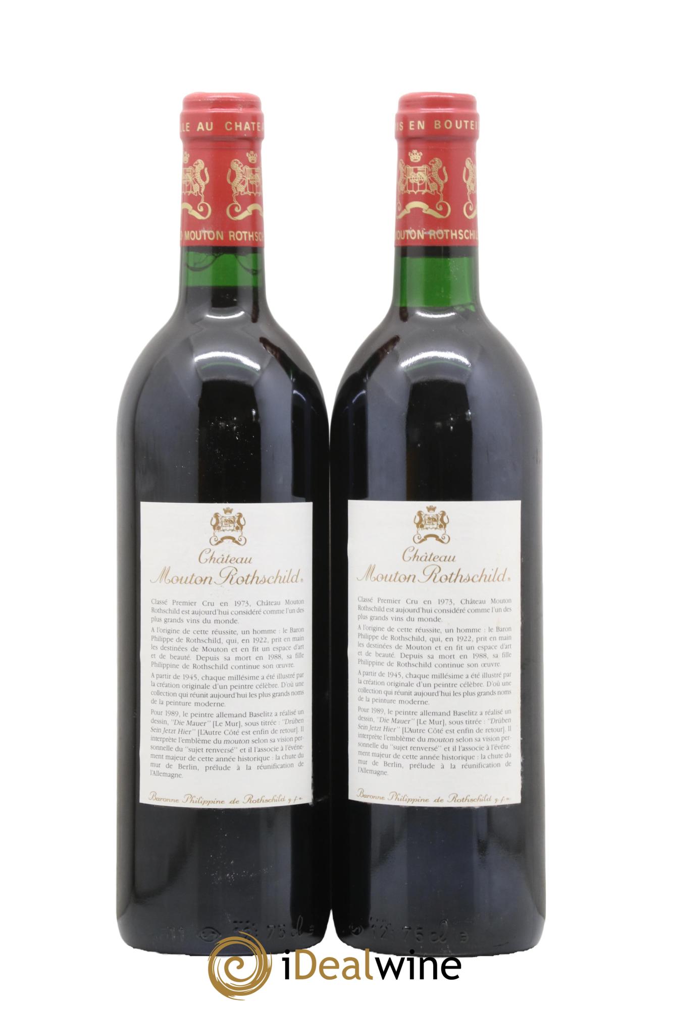 Château Mouton Rothschild 1er Grand Cru Classé 1989 - Lot of 2 bottles - 1