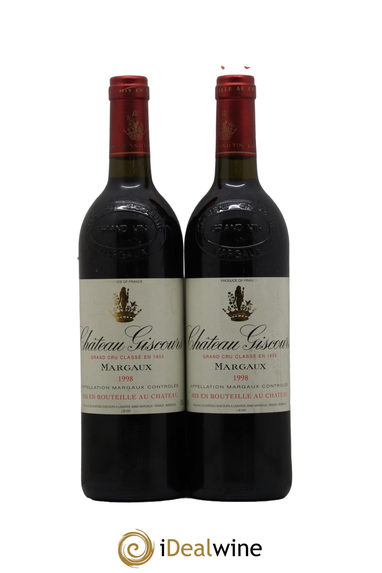 Château Giscours 3ème Grand Cru Classé 1998 - Lot de 2 bouteilles - 0