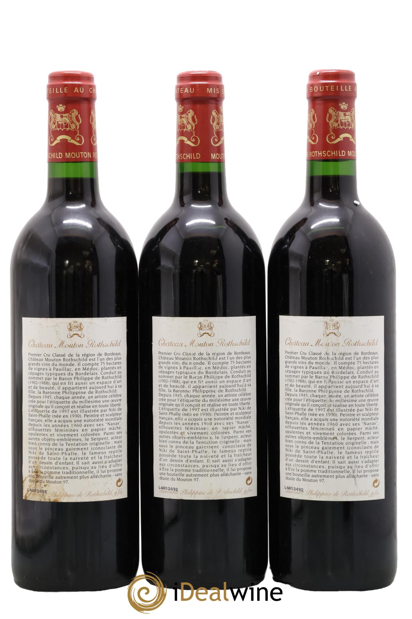 Château Mouton Rothschild 1er Grand Cru Classé 1997 - Lotto di 3 bottiglie - 1