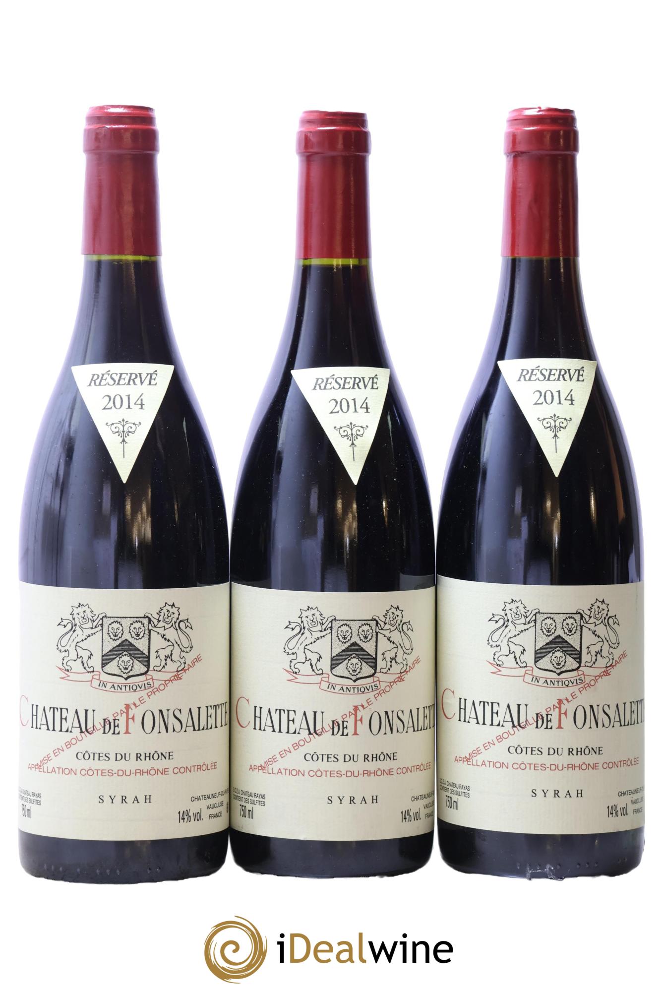 Côtes-du-Rhône Cuvée Syrah Château de Fonsalette 2014 - Lot de 3 bouteilles - 0