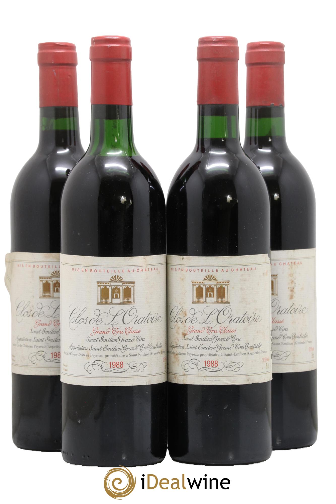 Clos de l'Oratoire Grand Cru Classé 1988 - Lotto di 4 bottiglie - 0