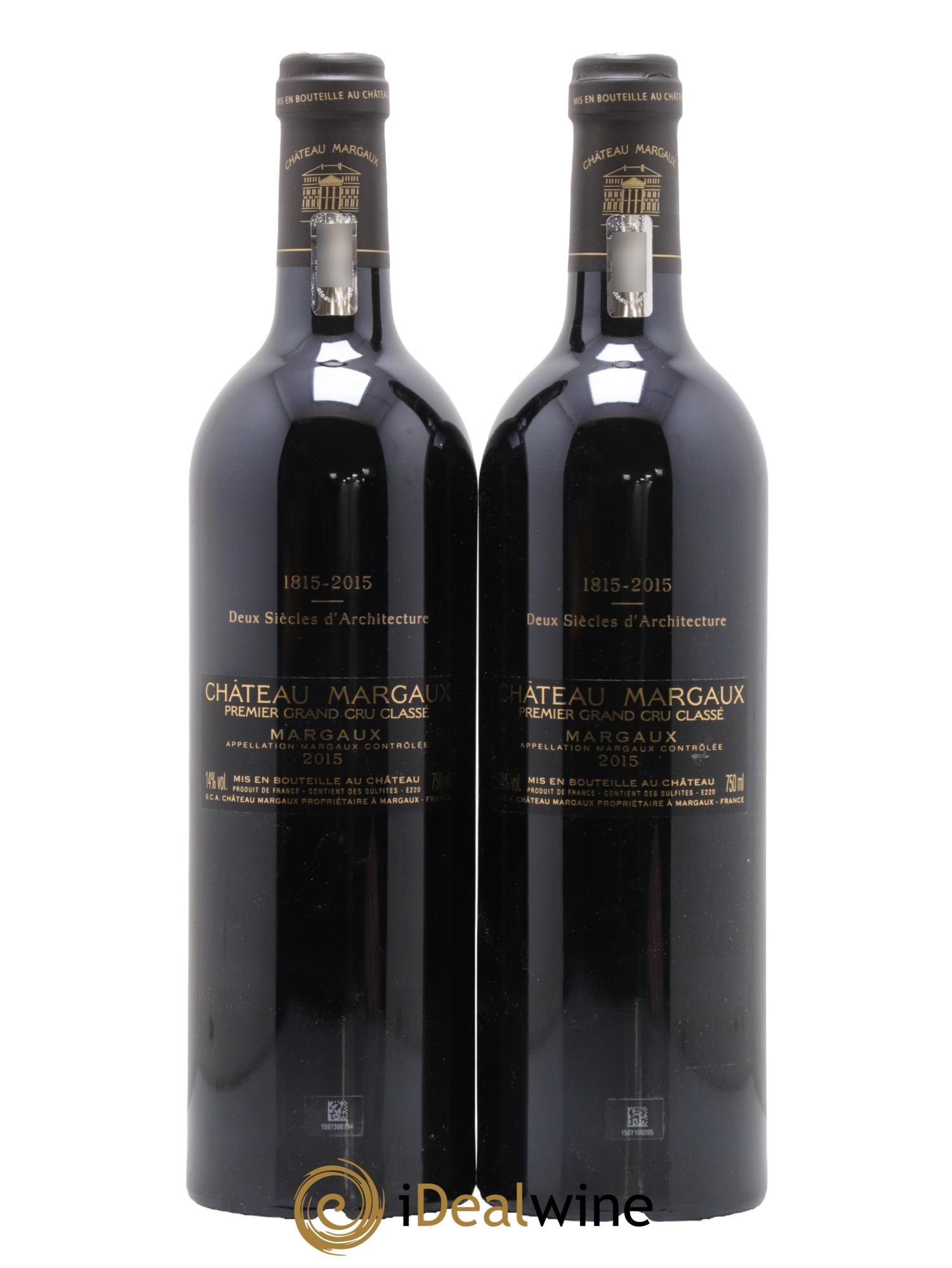 Château Margaux 1er Grand Cru Classé 2015 - Lot de 2 bouteilles - 1