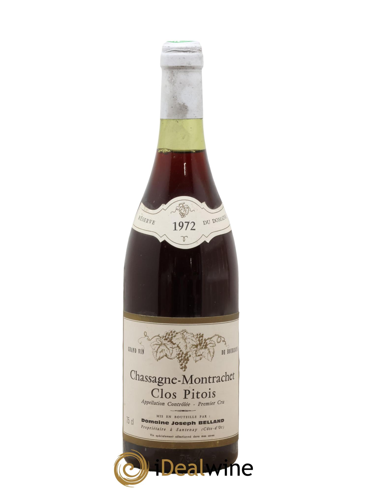 Chassagne-Montrachet 1er Cru Clos Pitois Joseph Belland 1972 - Lot de 1 bouteille - 0