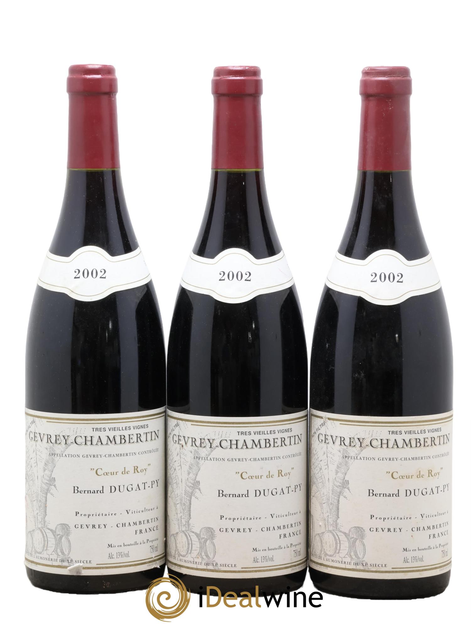 Gevrey-Chambertin Coeur de Roy Très Vieilles Vignes Dugat-Py 2002 - Lotto di 3 bottiglie - 0