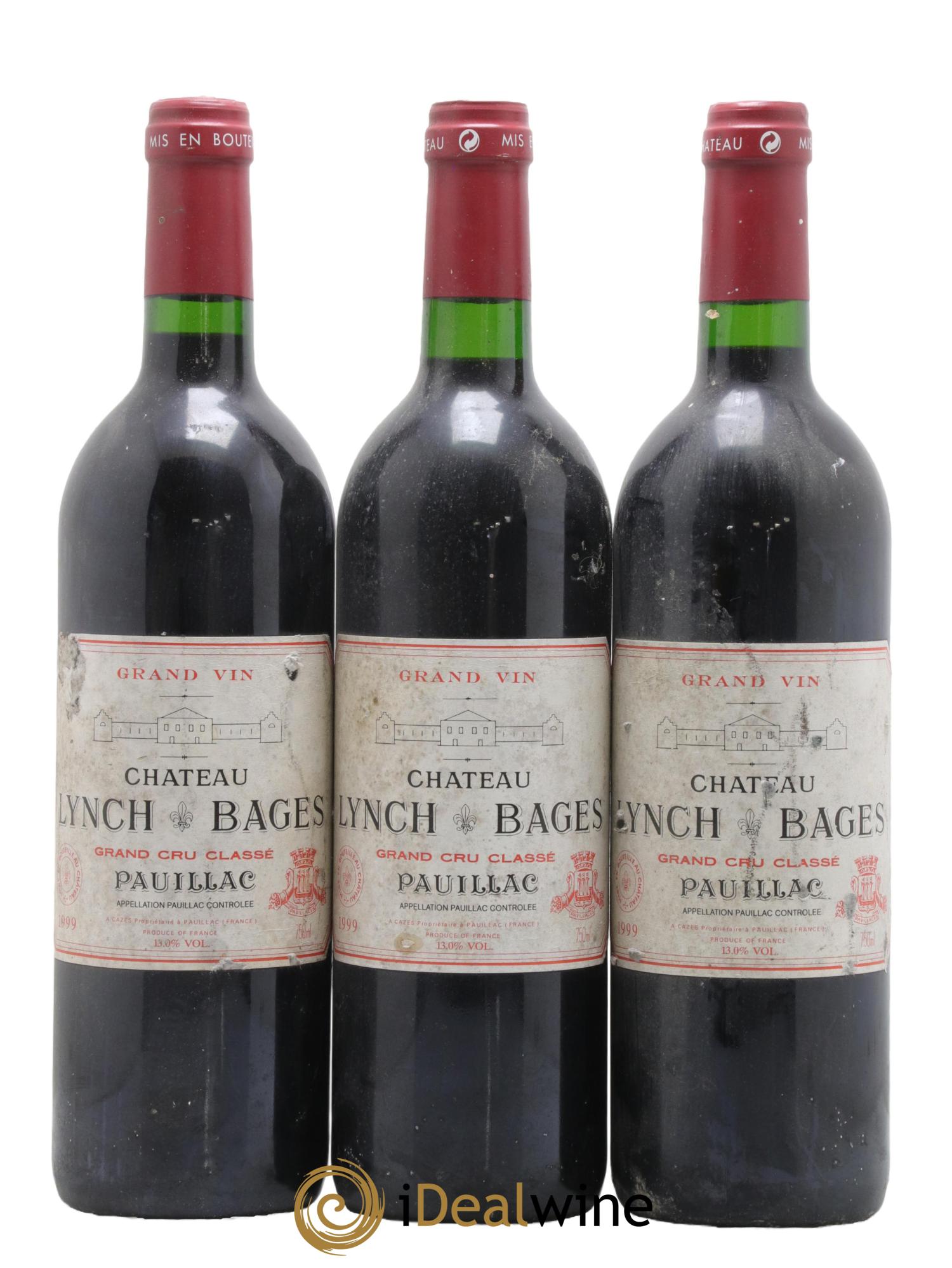 Château Lynch Bages 5ème Grand Cru Classé 1999 - Lot de 3 bouteilles - 0