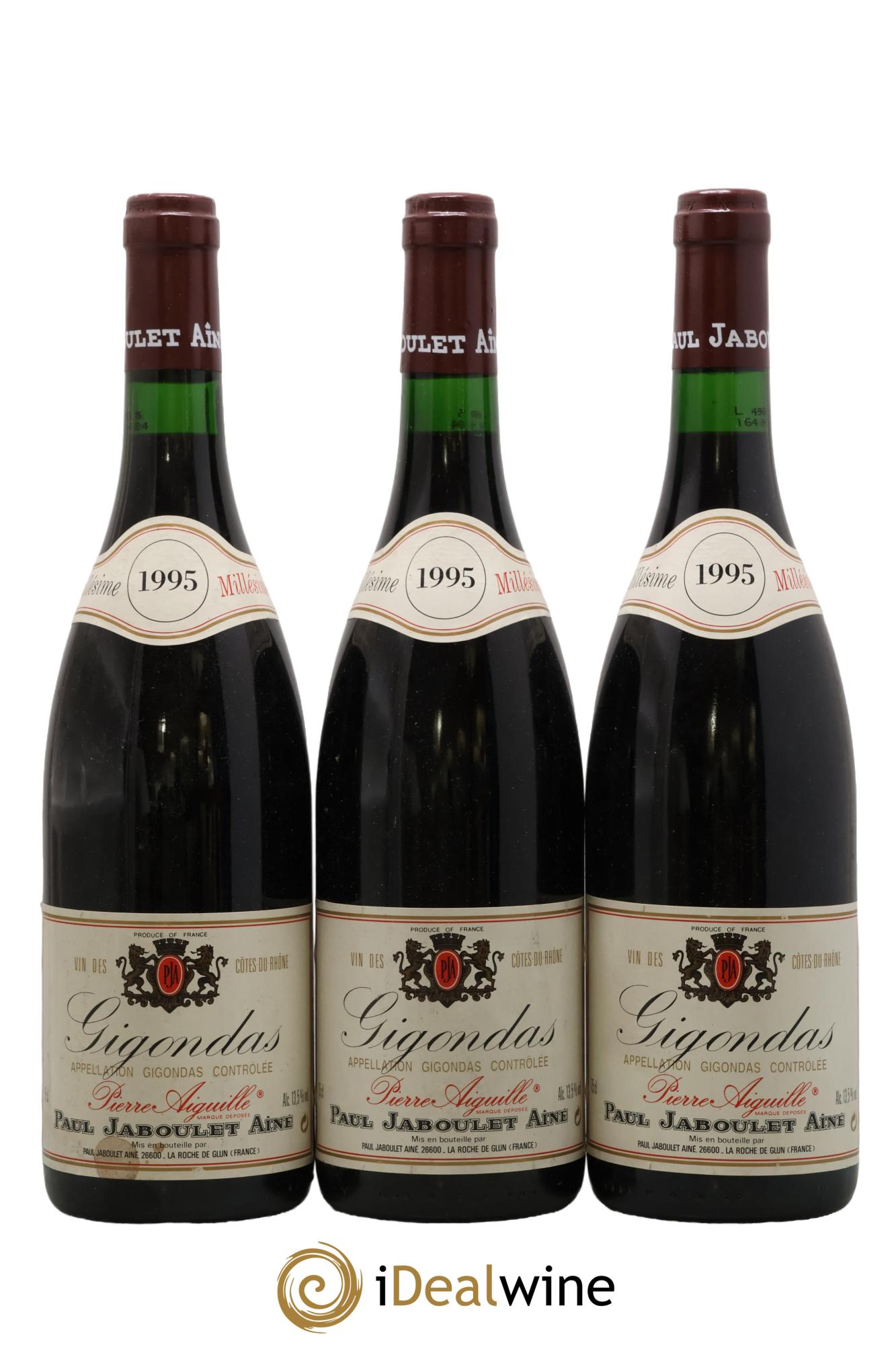 Gigondas Pierre Aiguille Paul Jaboulet Aîné 1995 - Lote de 3 botellas - 0