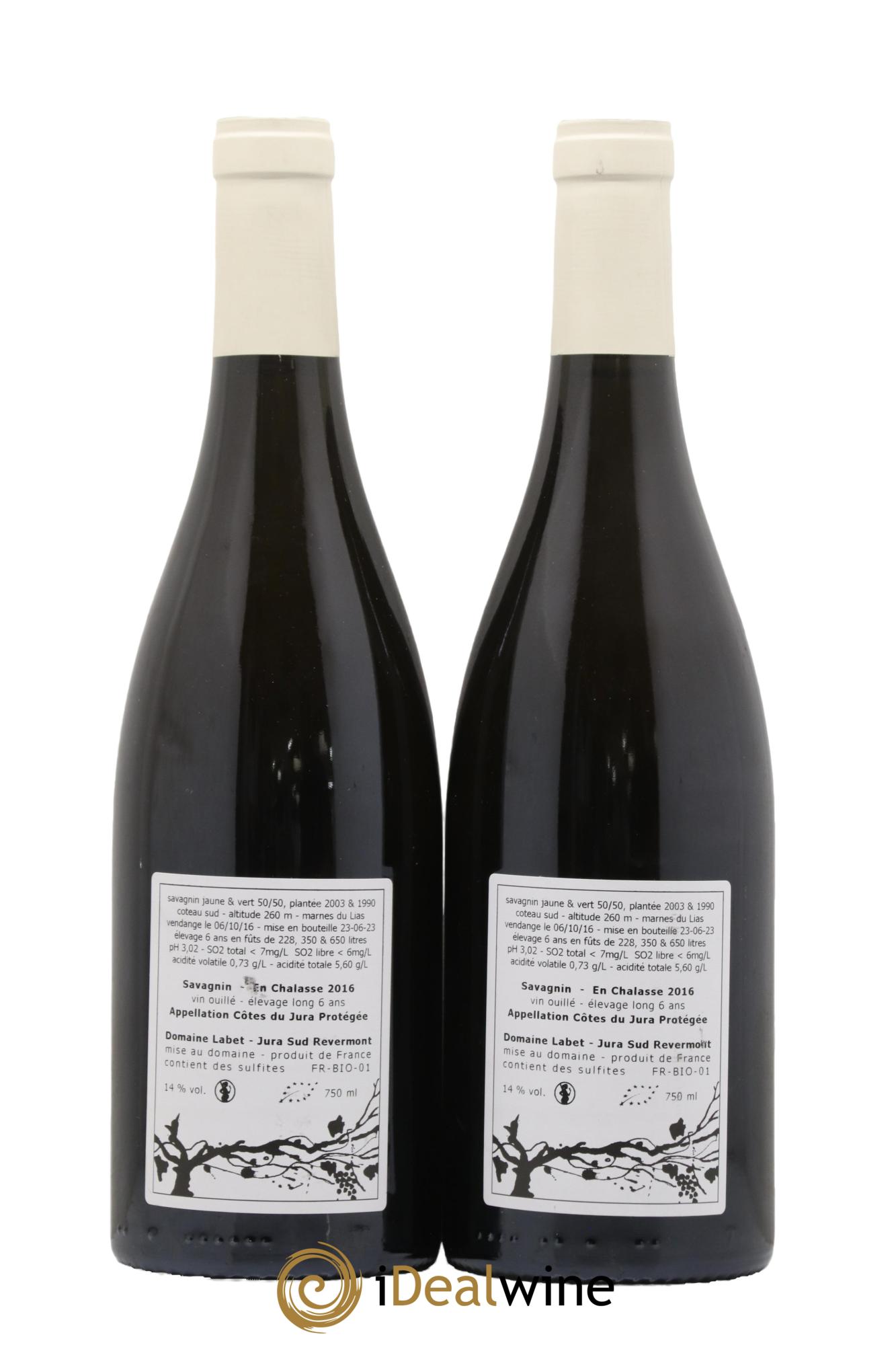 Côtes du Jura Savagnin en Chalasse Elevage Long Romain - Julien - Charline Labet 2016 - Lot de 2 bouteilles - 1