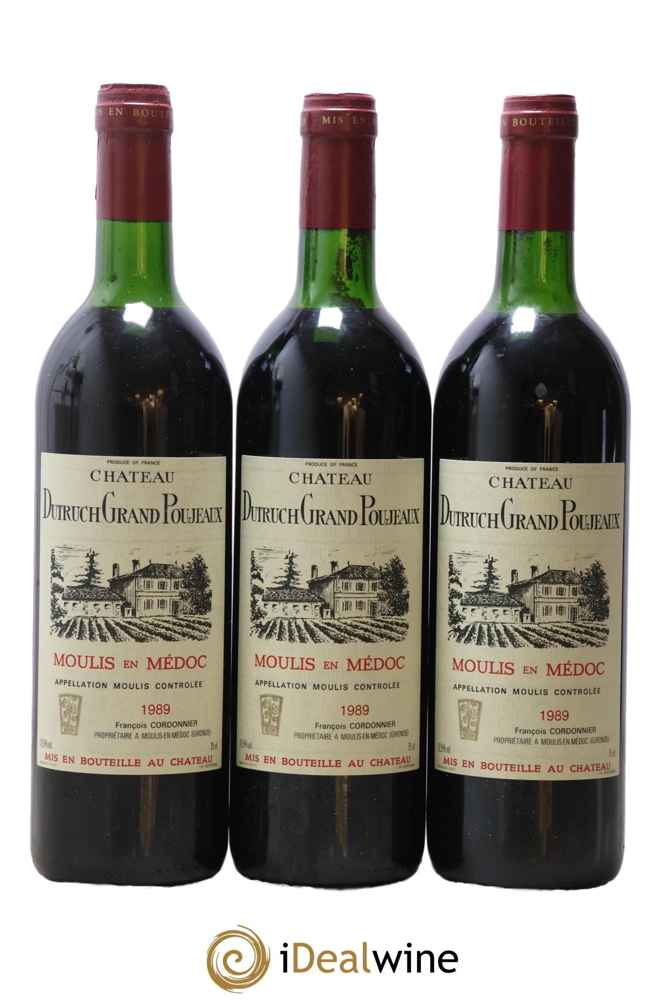 Château Dutruch Grand Poujeaux Cru Bourgeois 1989 - Lotto di 3 bottiglie - 0