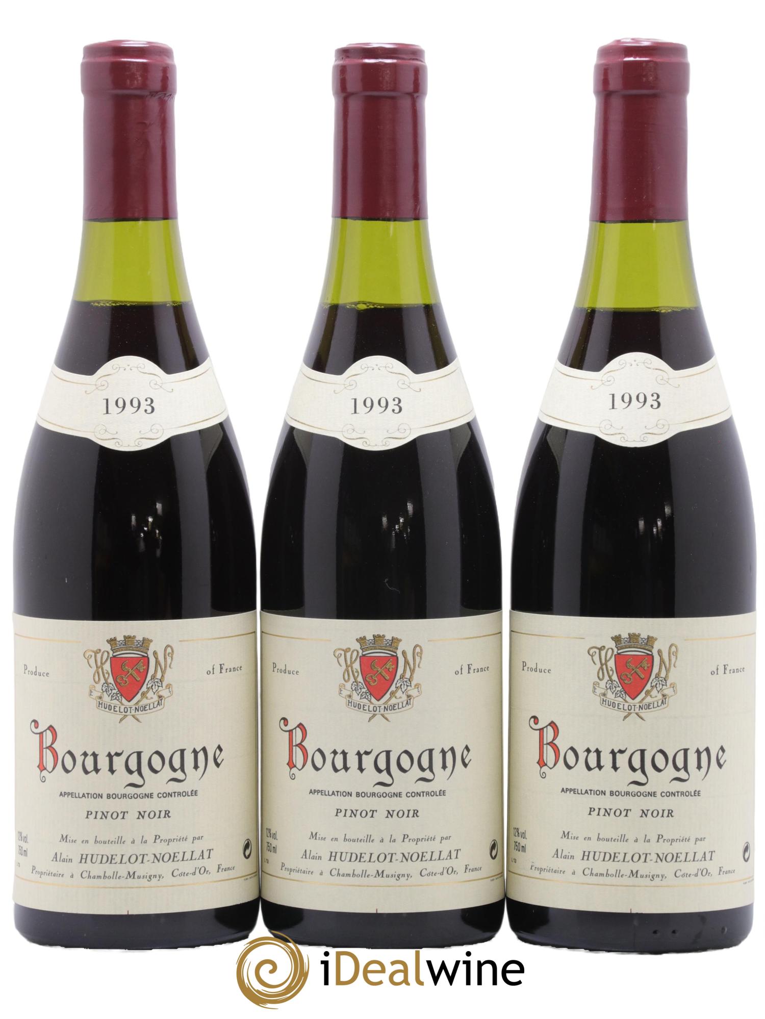 Bourgogne Pinot Noir Domaine Alain Hudelot Noellat 1993 - Lot de 3 bouteilles - 0