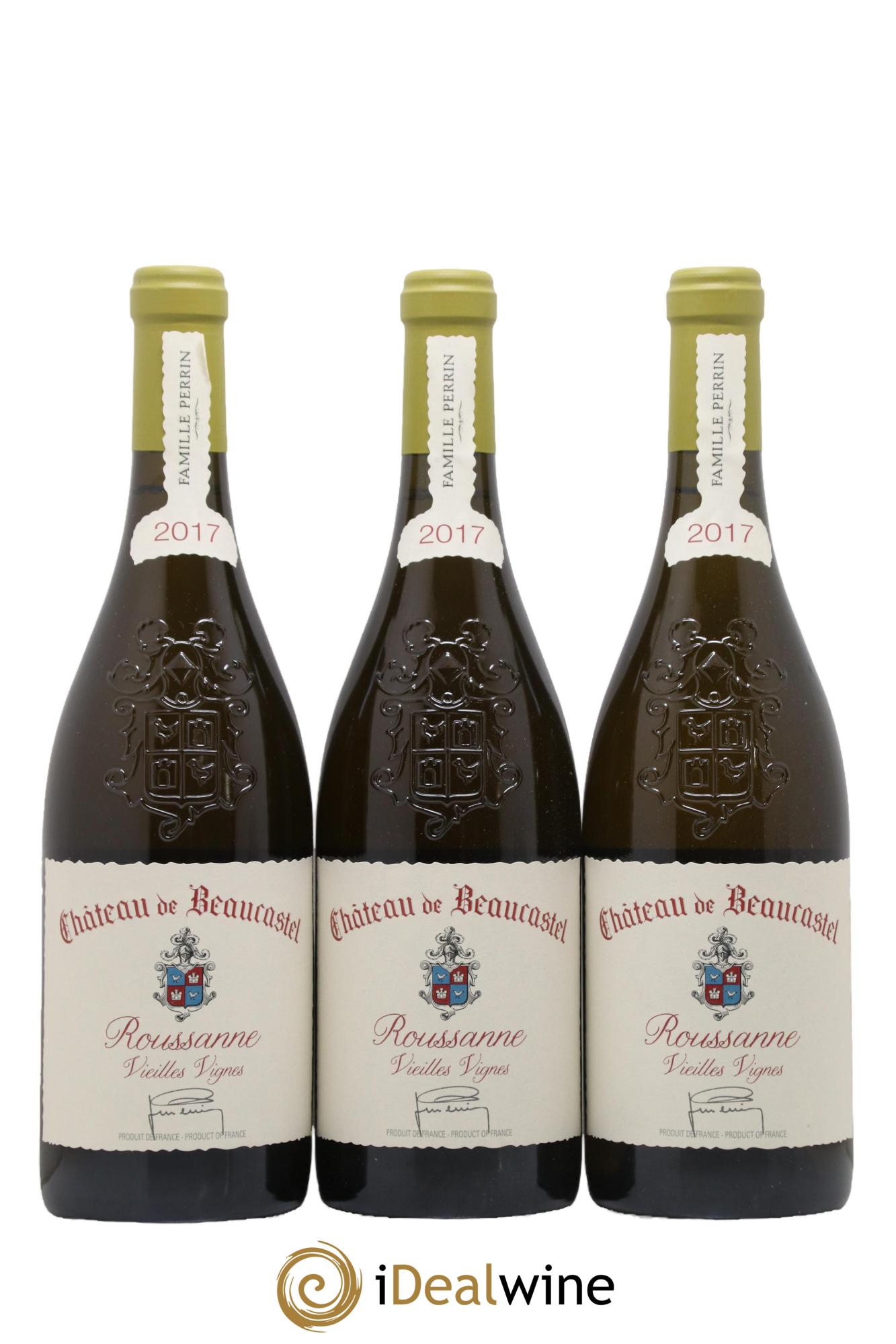 Châteauneuf-du-Pape Château de Beaucastel Vieilles vignes Roussanne Famille Perrin 2017 - Lot de 3 bouteilles - 0