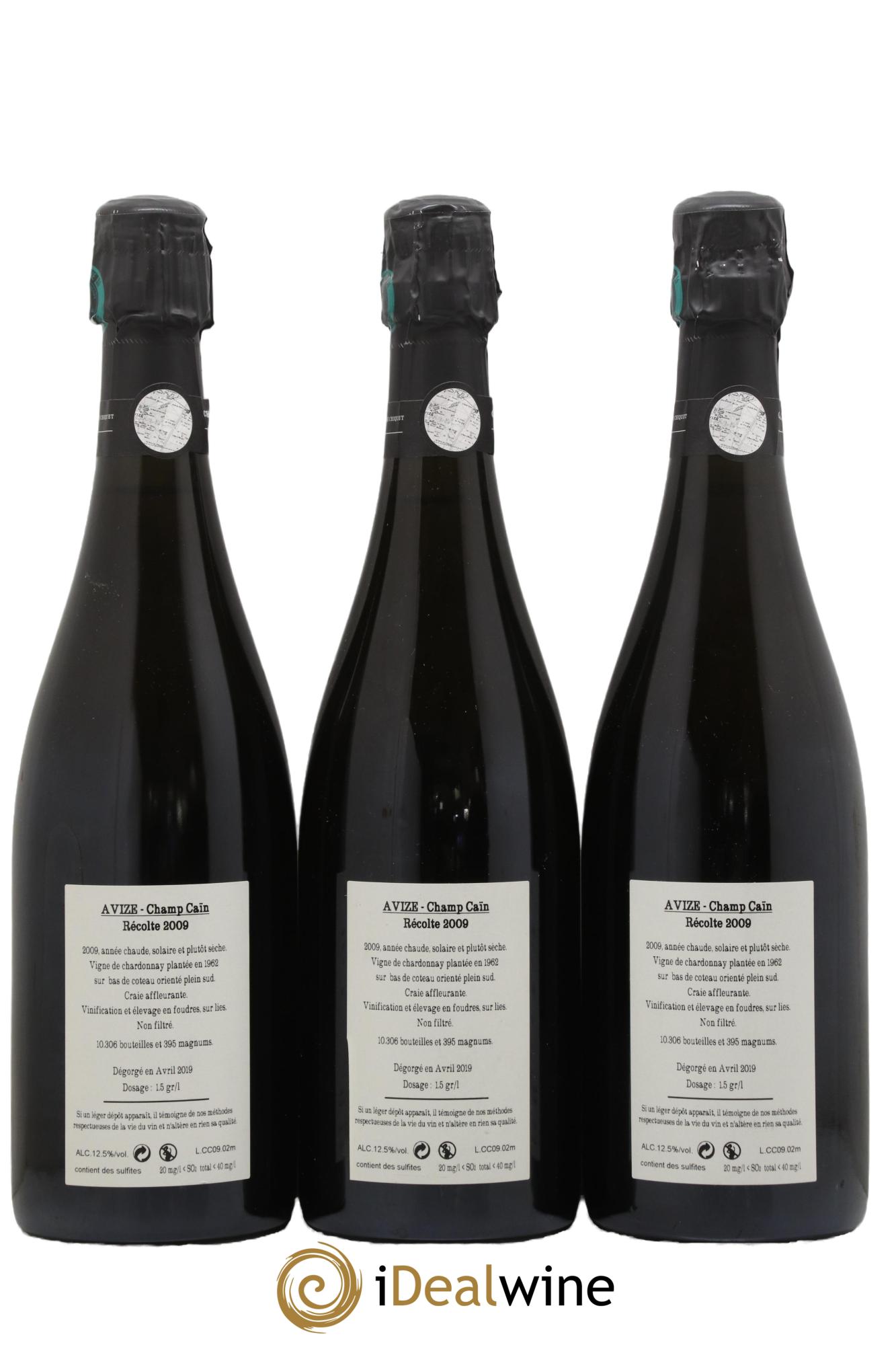 Avize Champ Caïn Extra-Brut Jacquesson 2009 - Posten von 3 Flaschen - 1