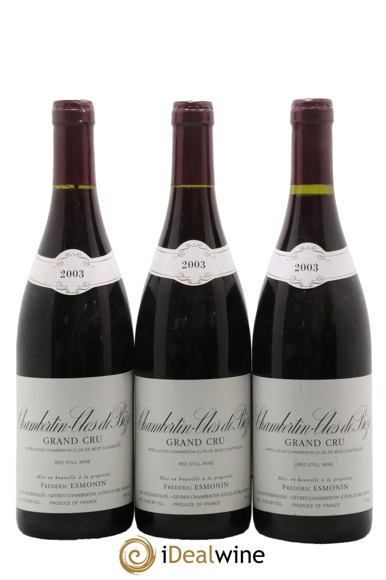 Chambertin Clos de Bèze Grand Cru Esmonin 2003 - Lot de 3 bouteilles - 0