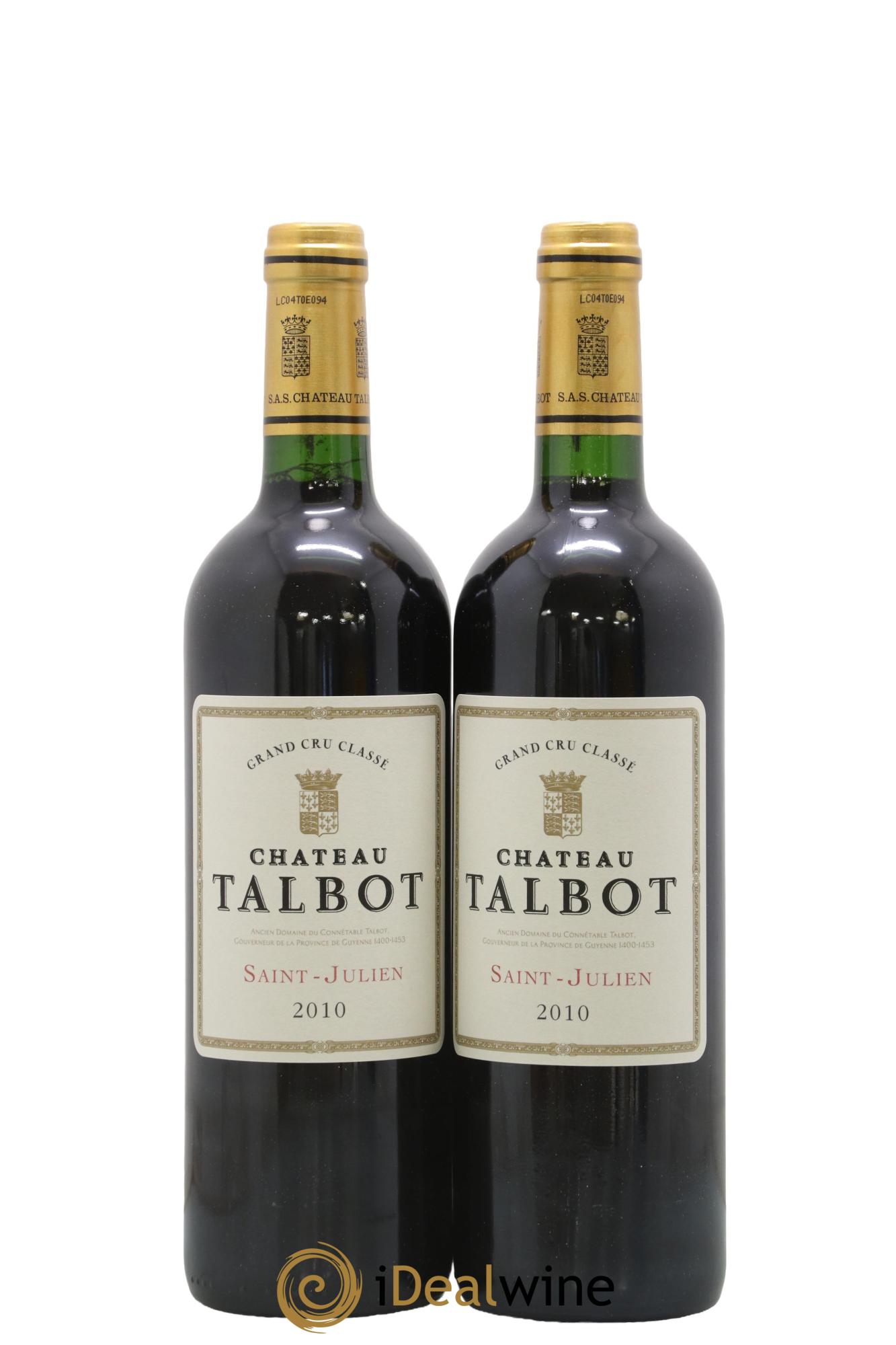 Château Talbot 4ème Grand Cru Classé 2010 - Lot de 2 bouteilles - 0