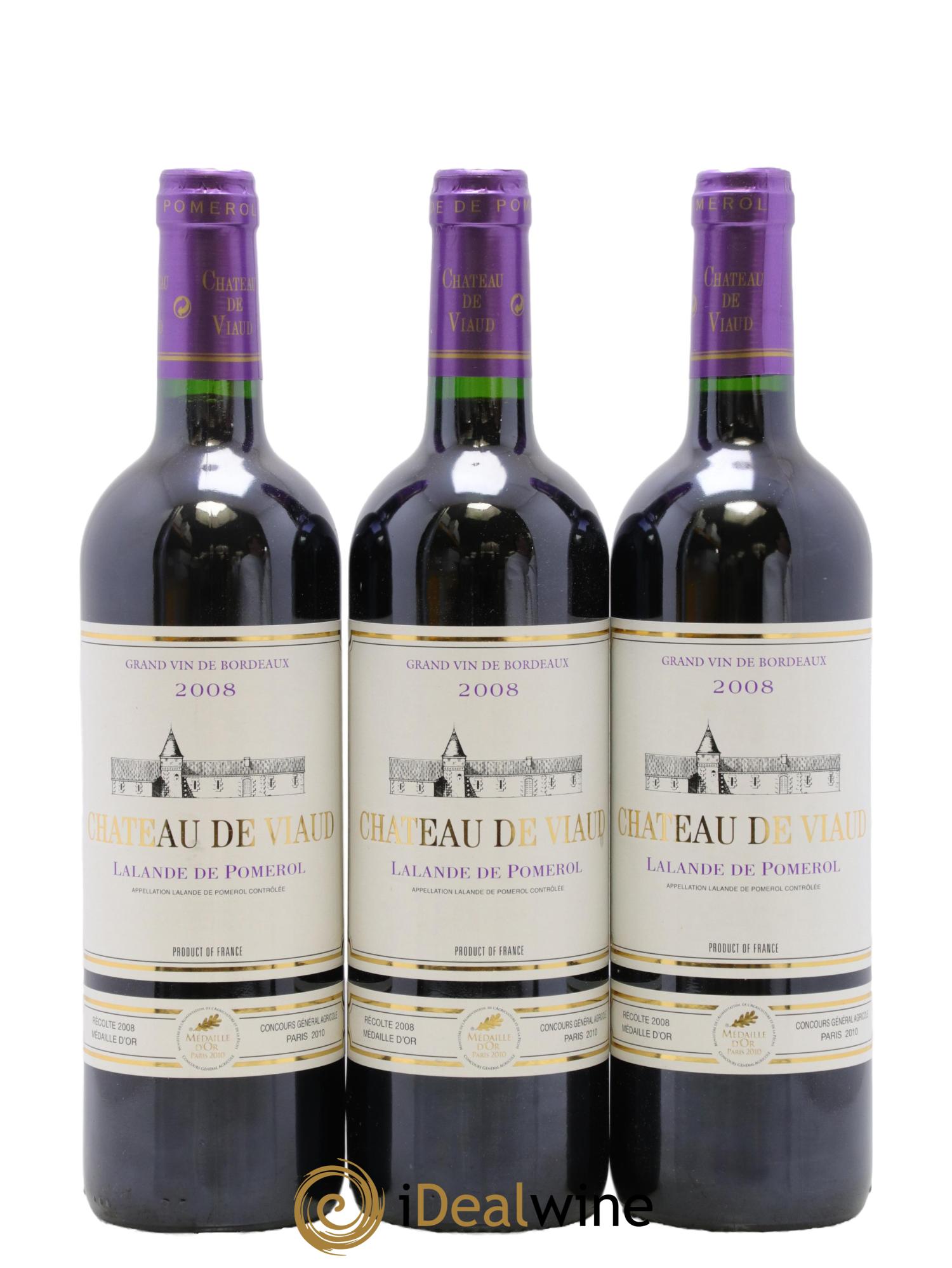Lalande-de-Pomerol Château de Viaud 2008 - Lot de 3 bouteilles - 0