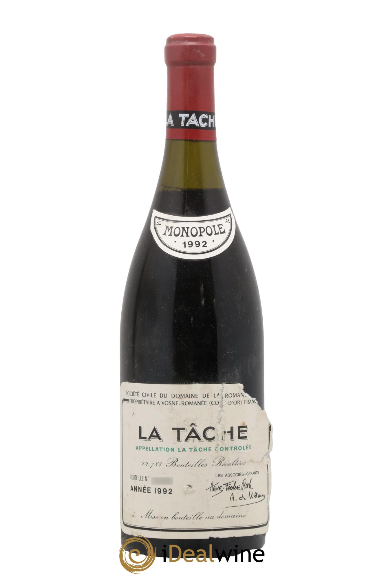 La Tâche Grand Cru Domaine de la Romanée-Conti 1992 - Lot de 1 bouteille - 0