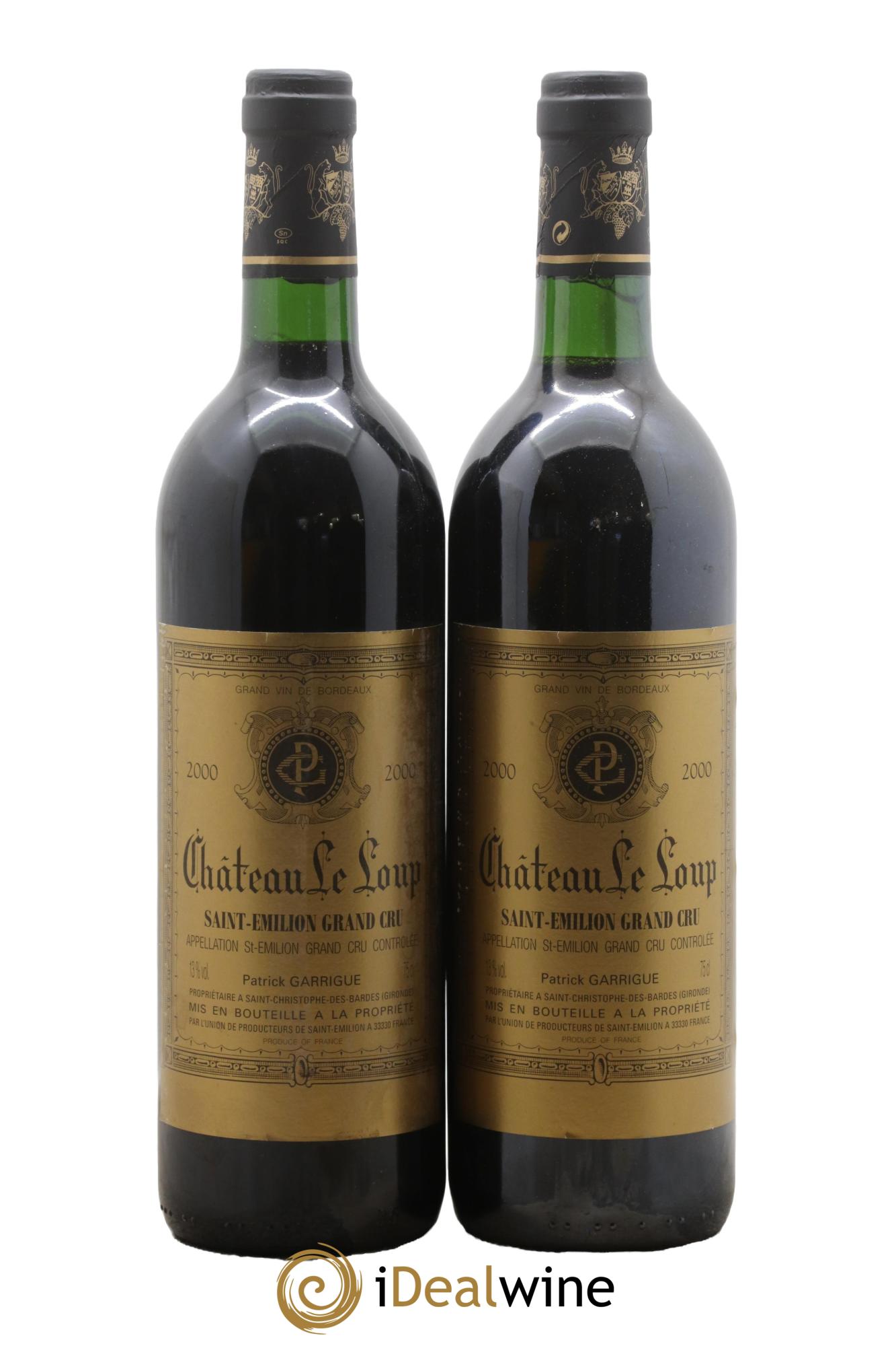 Saint-Émilion Grand Cru Château Le Loup Patrick Garrigue 2000 - Lot de 2 bouteilles - 0