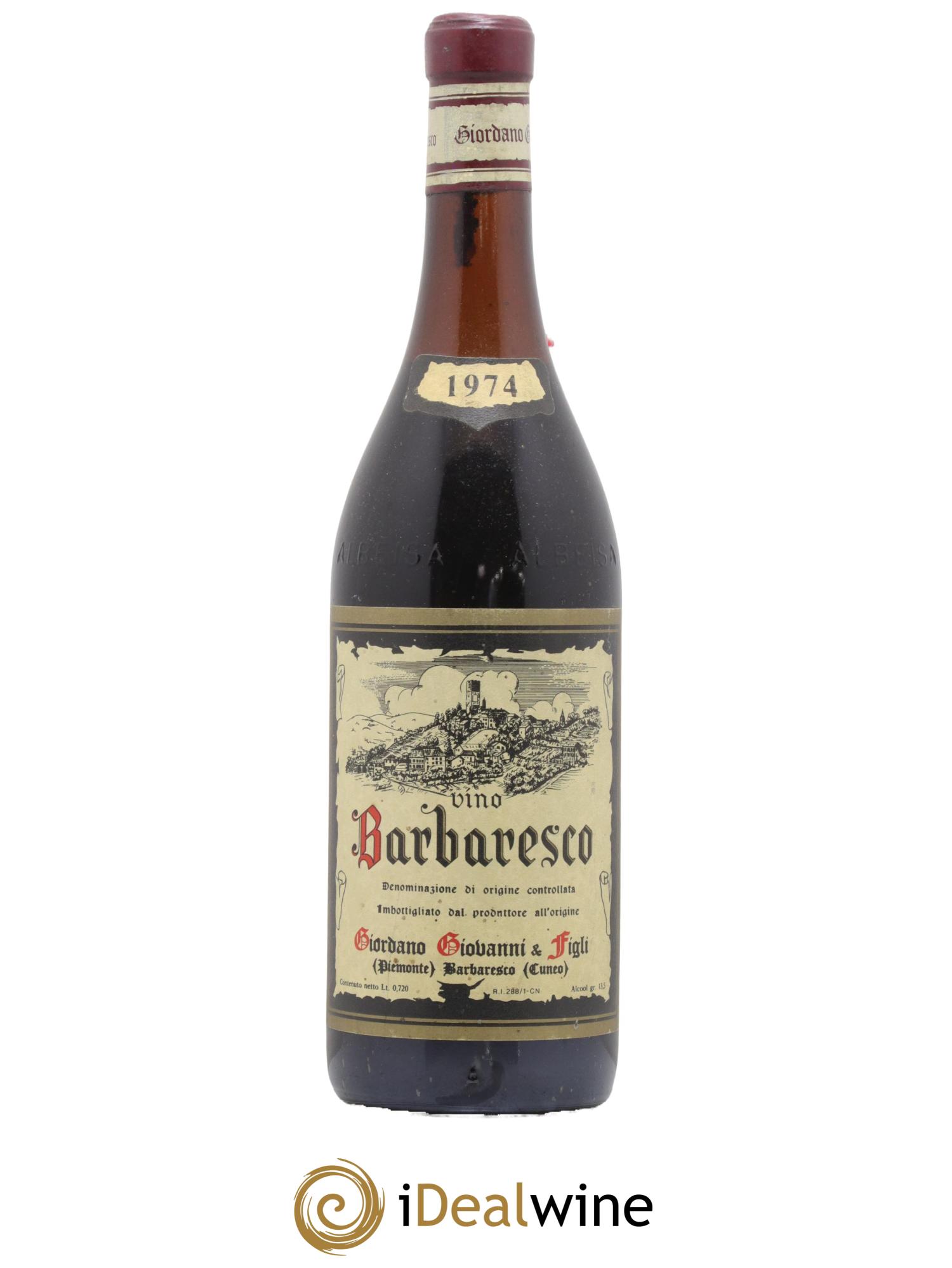 Barbaresco DOCG Giordano Giovanni & Figli 1974 - Lot de 1 bouteille - 0