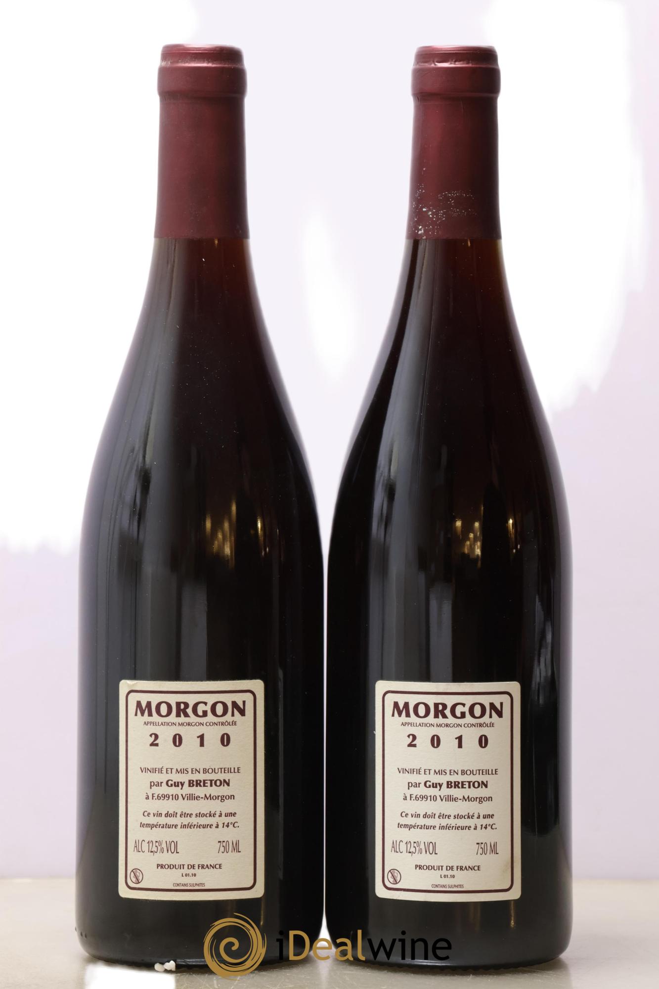 Morgon Ptit Max Guy Breton 2010 - Lot of 2 bottles - 1