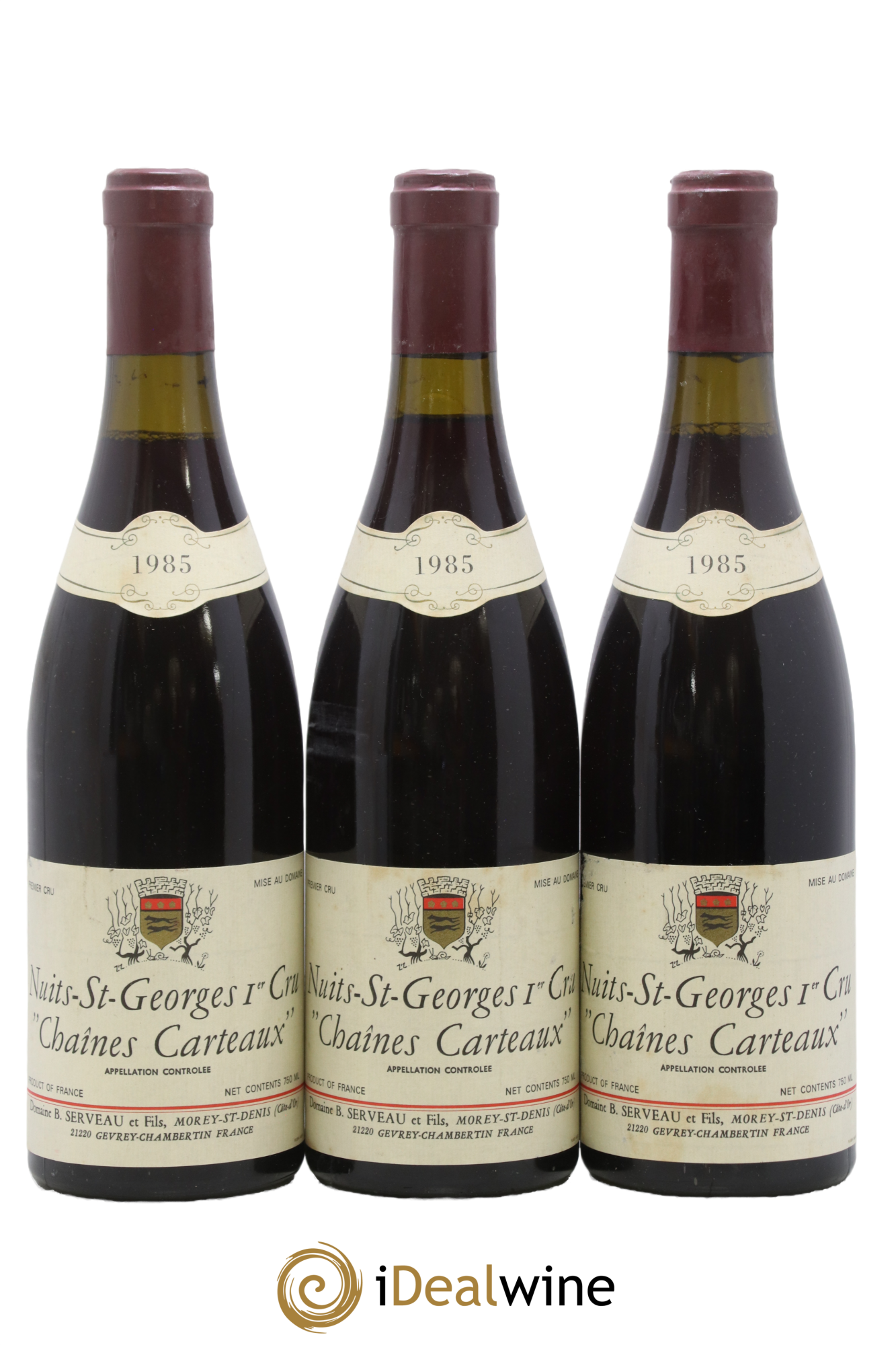 Nuits-Saint-Georges 1er Cru Chaines Carteaux Serveau 1985 - Lot de 3 bouteilles - 0