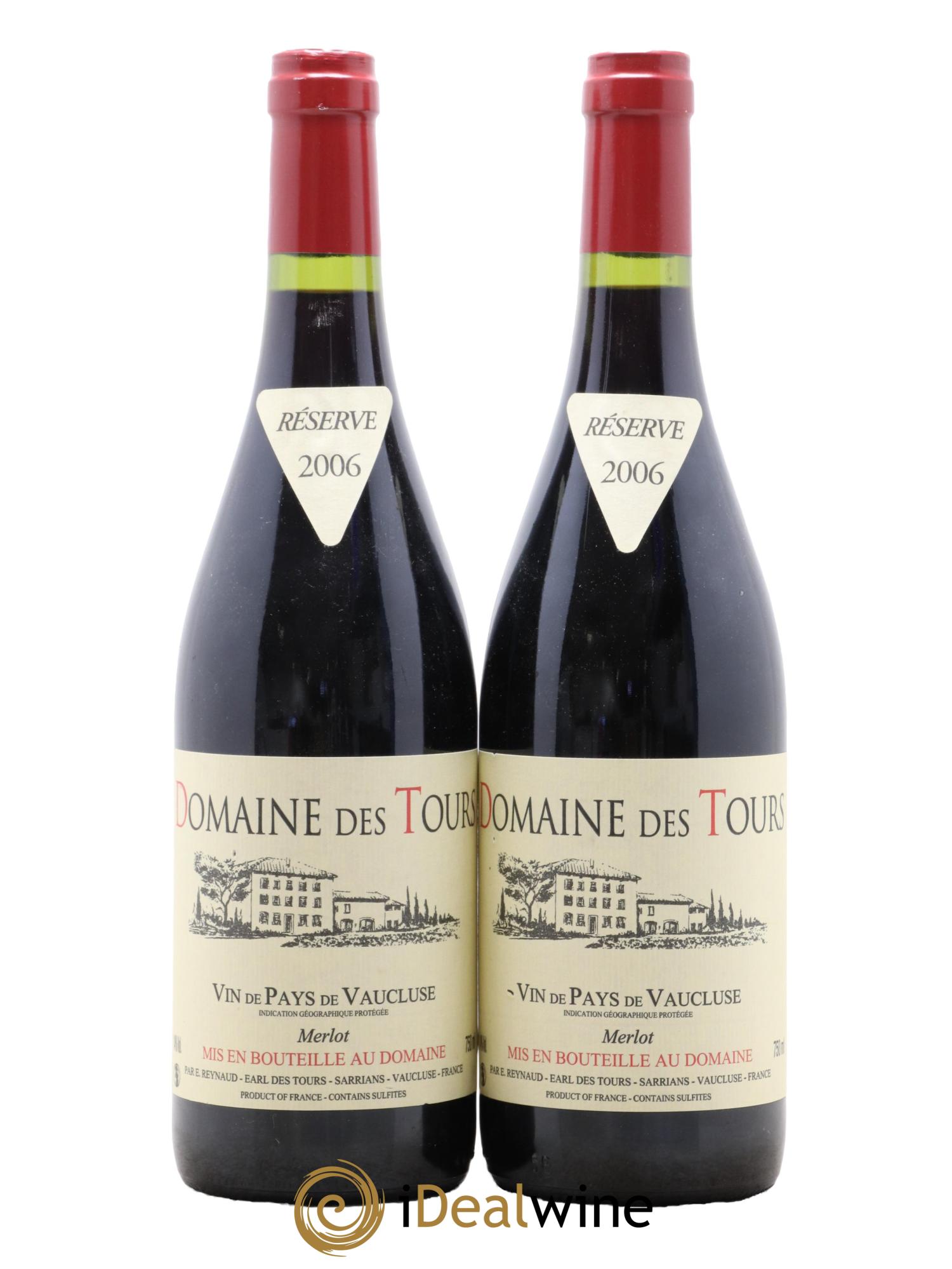 Vaucluse Domaine des Tours Merlot Emmanuel Reynaud 2006 - Lot de 2 bouteilles - 0