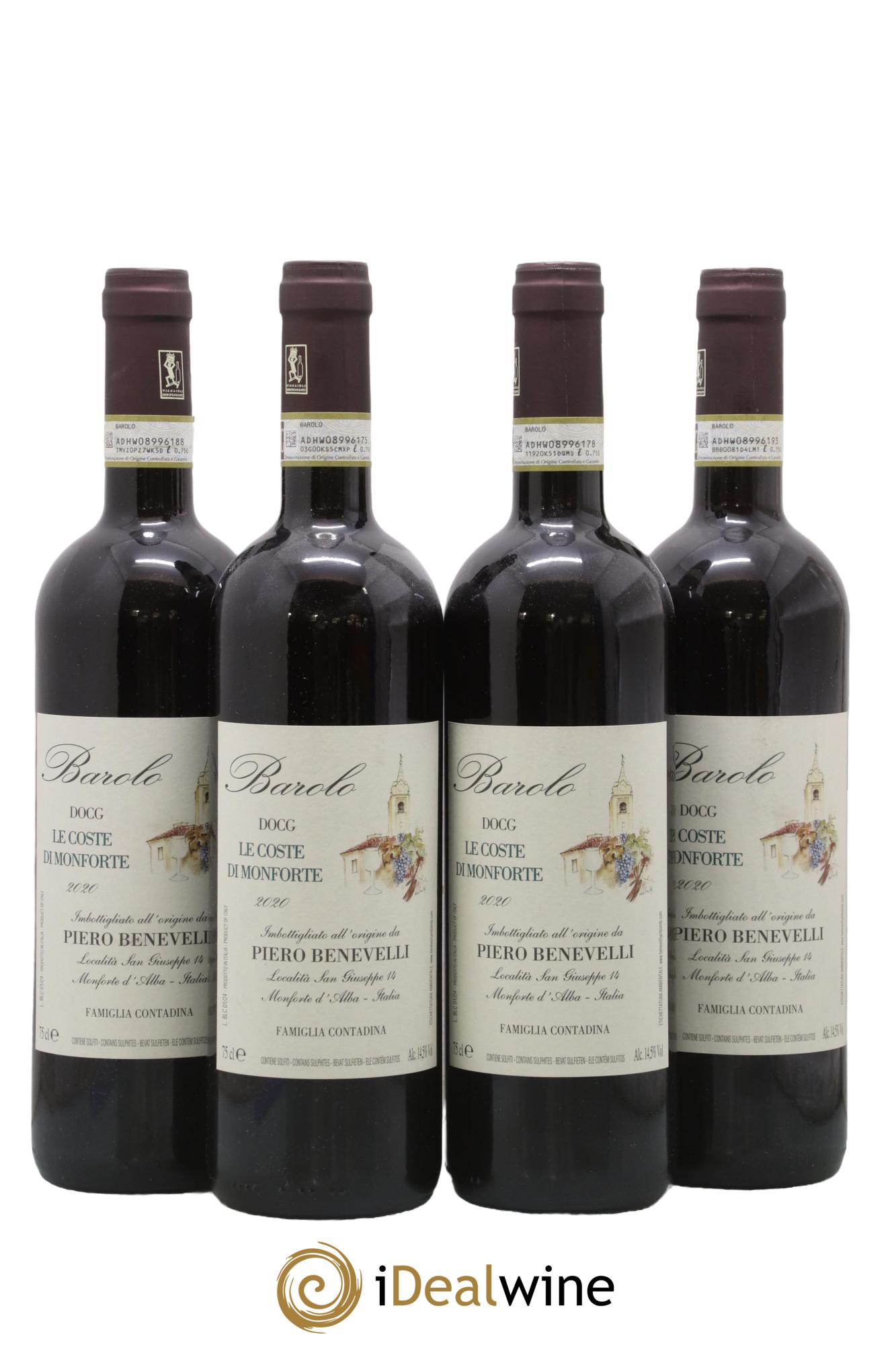 Barolo Le Coste Di Monforte Piero Benevelli 2020 - Lot de 4 bouteilles - 0