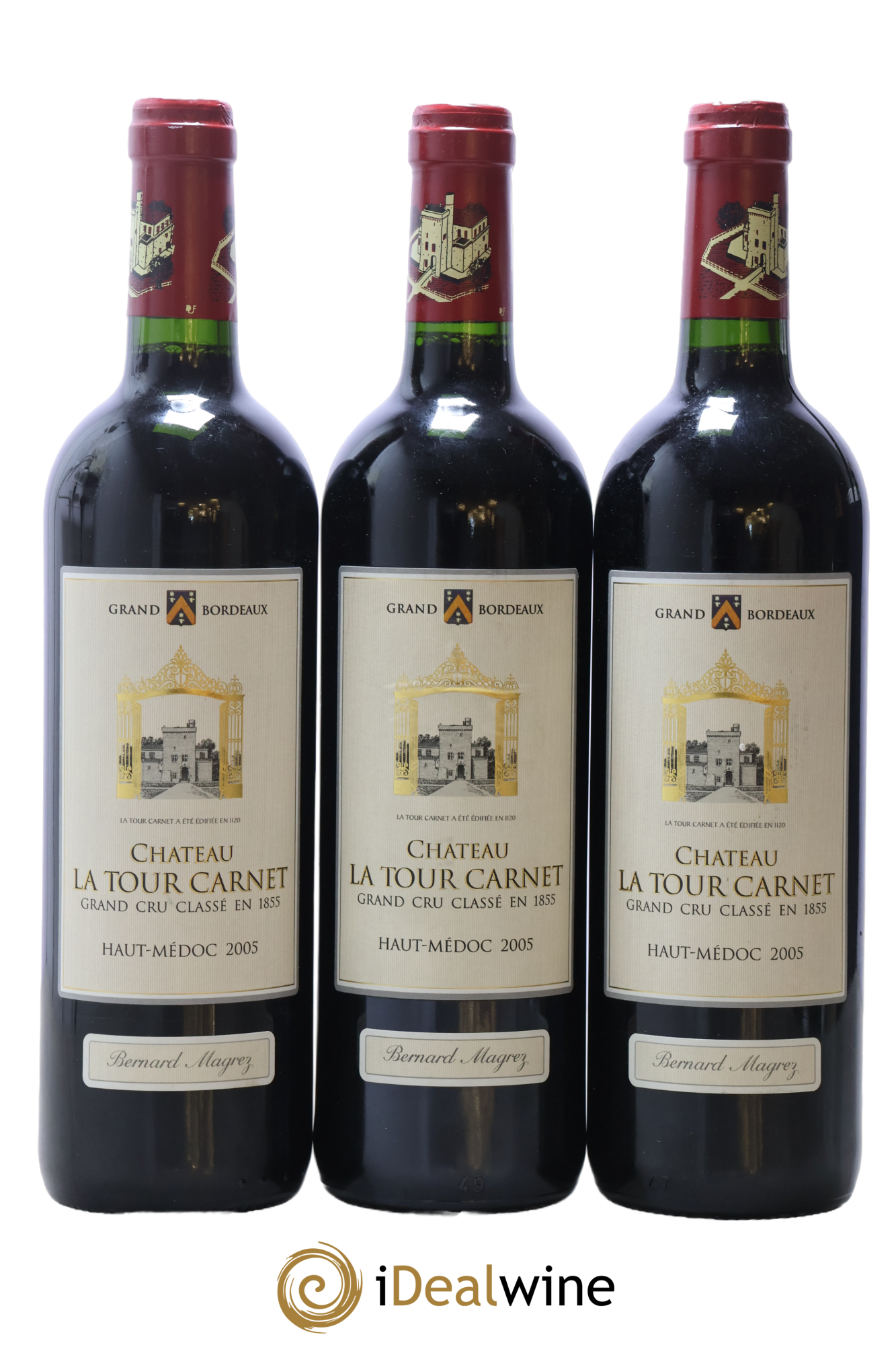 Château la Tour Carnet 4ème Grand Cru Classé 2005 - Lot de 3 bouteilles - 0
