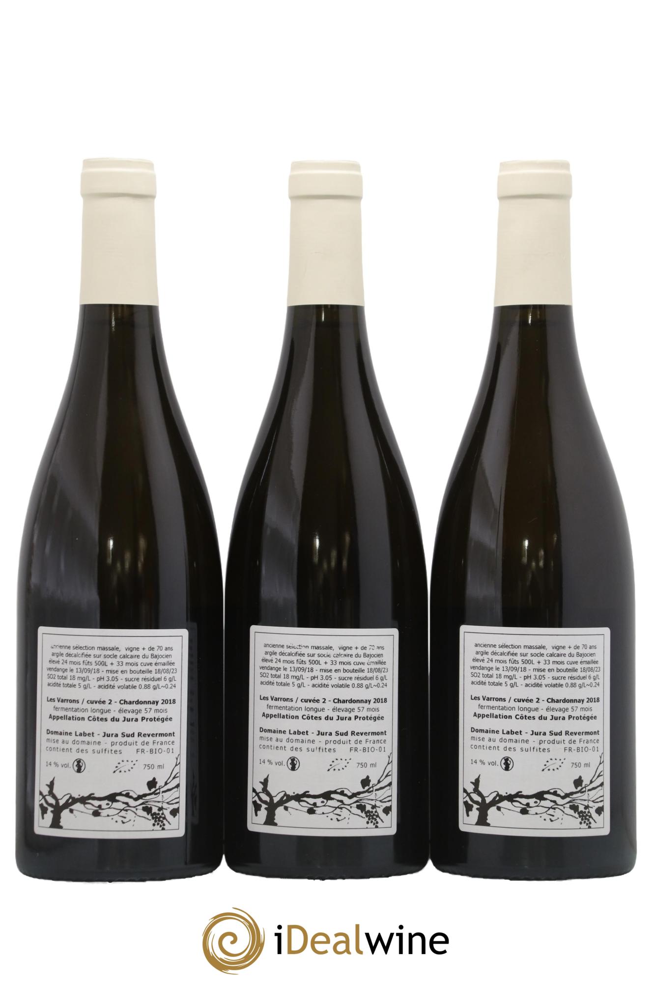 Côtes du Jura Les Varrons / Cuvée 2 - Elevage 57 mois Labet (Domaine) 2018 - Lot de 3 bouteilles - 1
