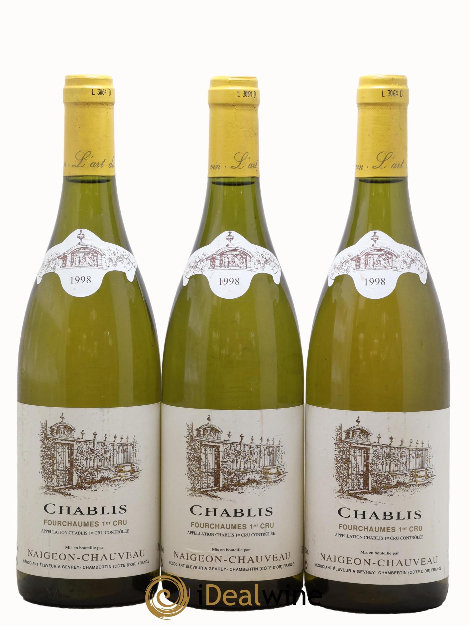 Chablis 1er Cru Fourchaumes Naigeon-Chauveau 1998 - Lot de 3 bouteilles - 0