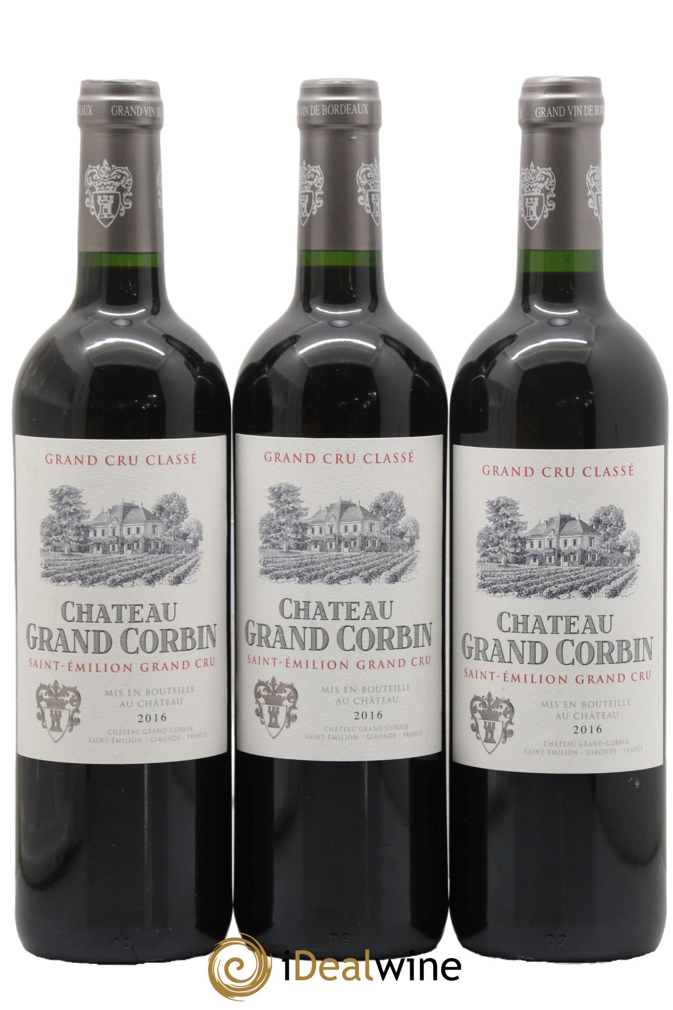 Château Grand Corbin Grand Cru Classé 2016 - Lot de 3 bouteilles - 0