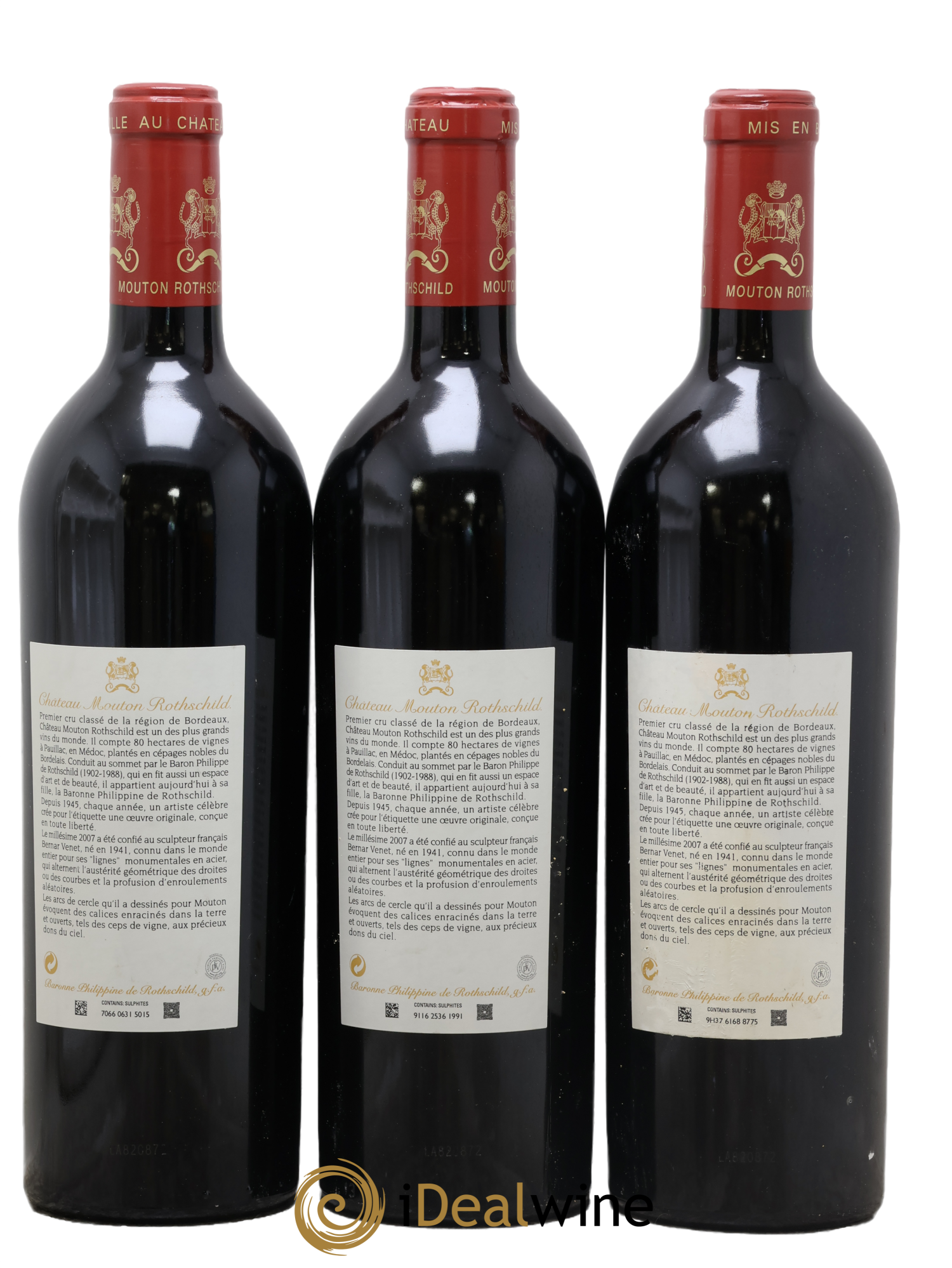 Château Mouton Rothschild 1er Grand Cru Classé 2007 - Lot de 3 bouteilles - 1