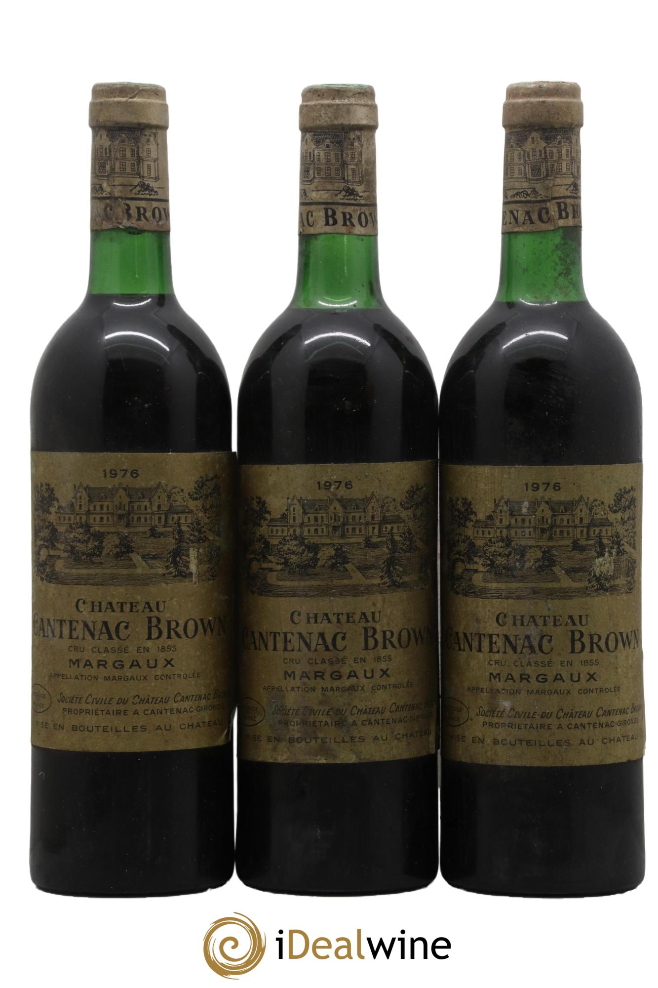 Château Cantenac Brown 3ème Grand Cru Classé 1976 - Lot de 3 bouteilles - 0