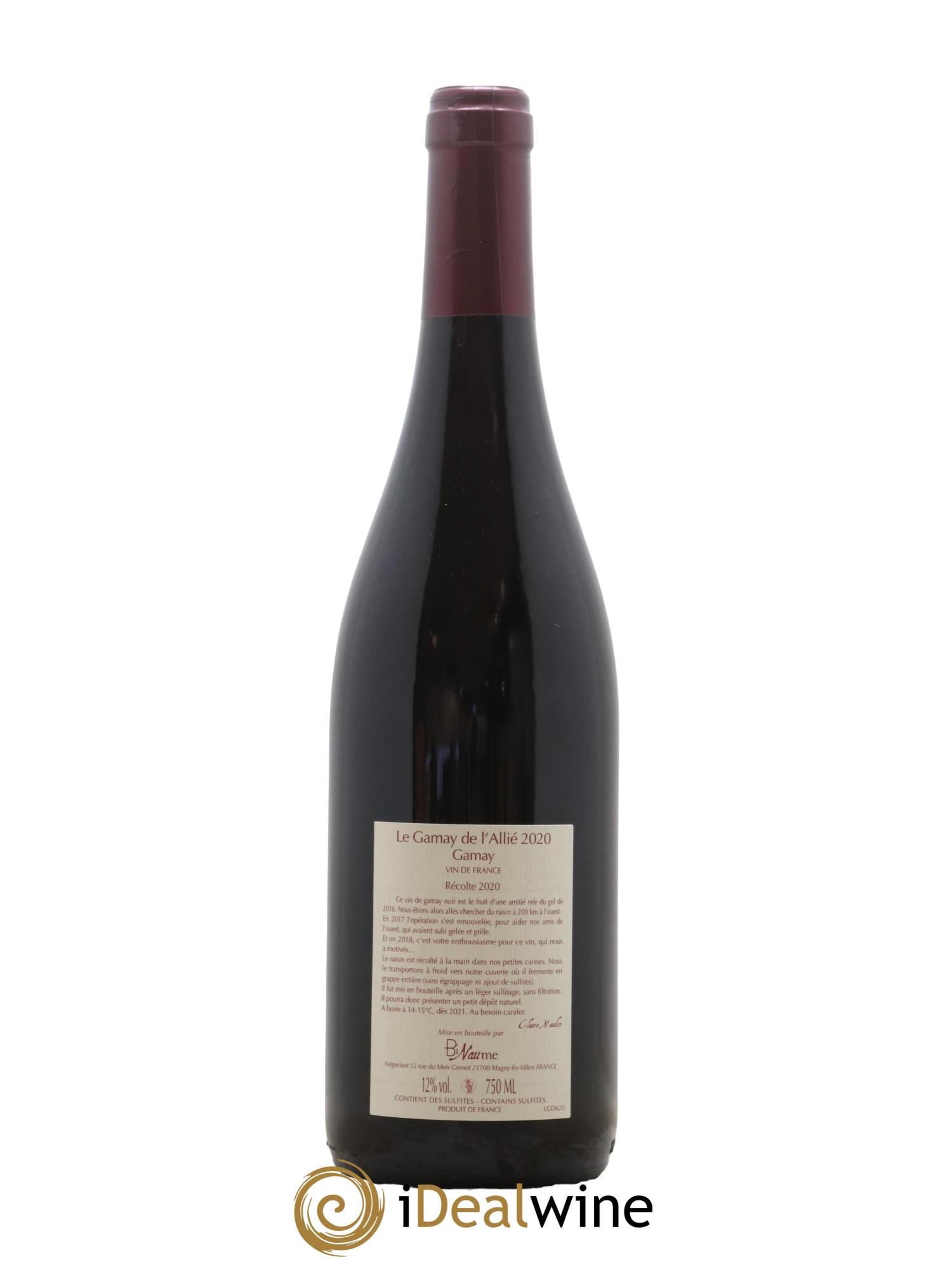 Vin de France Le Gamay de l'Allié Binaume Bizot-Naudin  2020 - Lot de 1 bouteille - 1