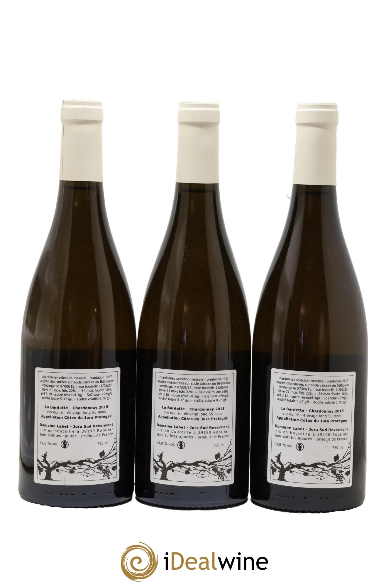 Côtes du Jura Chardonnay La Bardette Romain - Julien  - Charline Labet 2015 - Lot of 3 bottles - 1