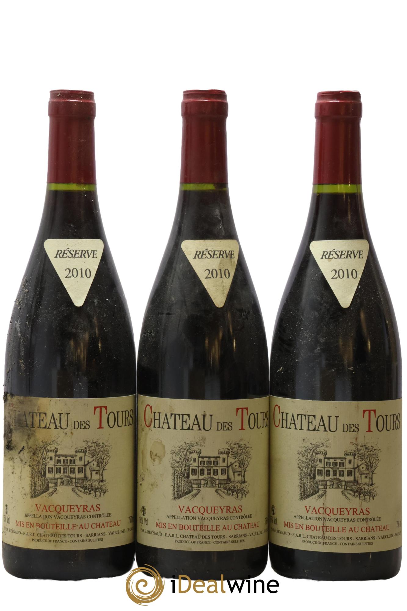 Vacqueyras Château des Tours Emmanuel Reynaud 2010 - Lot de 3 bouteilles - 0
