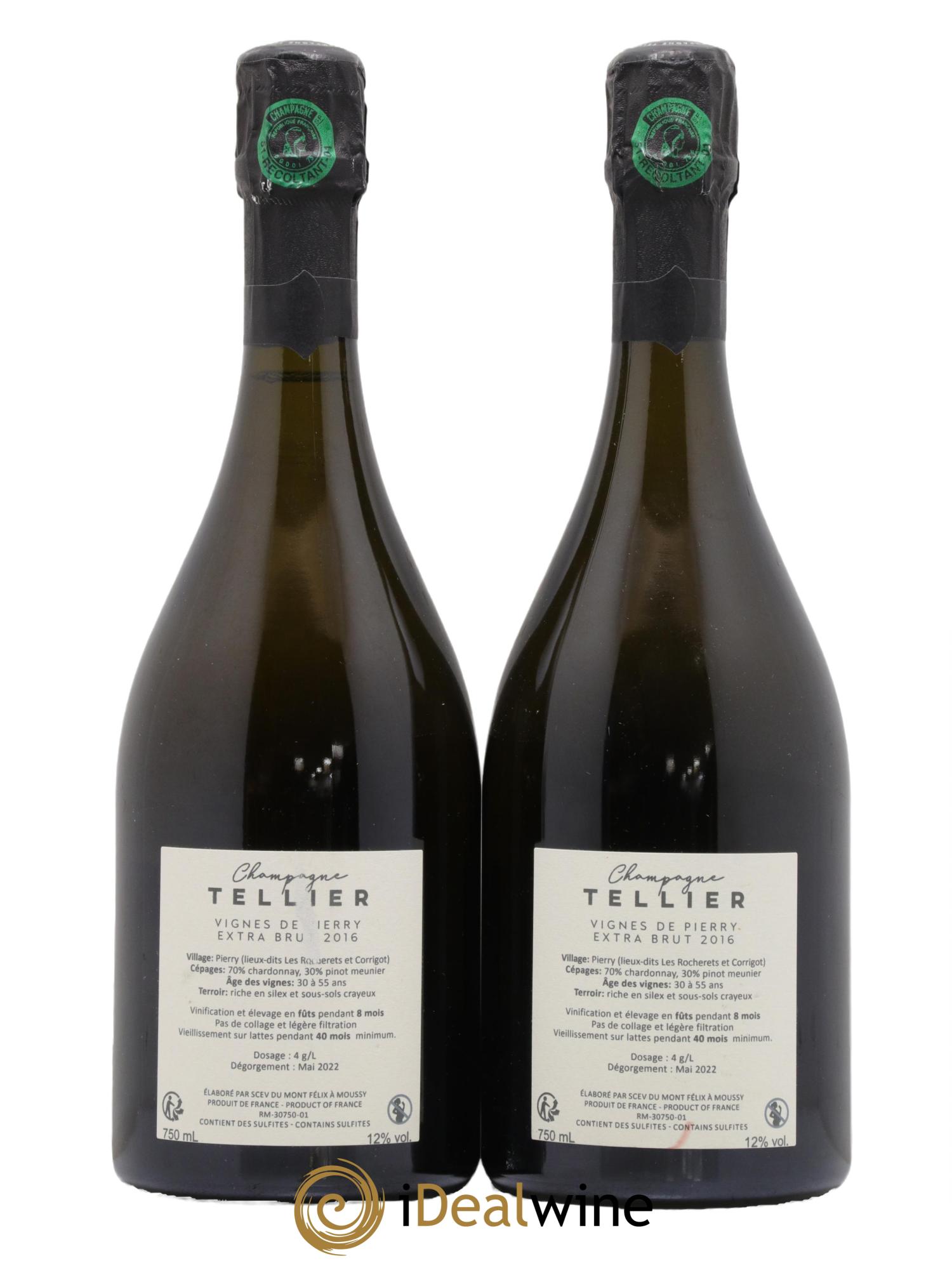 Vignes de Pierry 1er Cru Extra-Brut Tellier 2016 - Lot de 2 bouteilles - 1