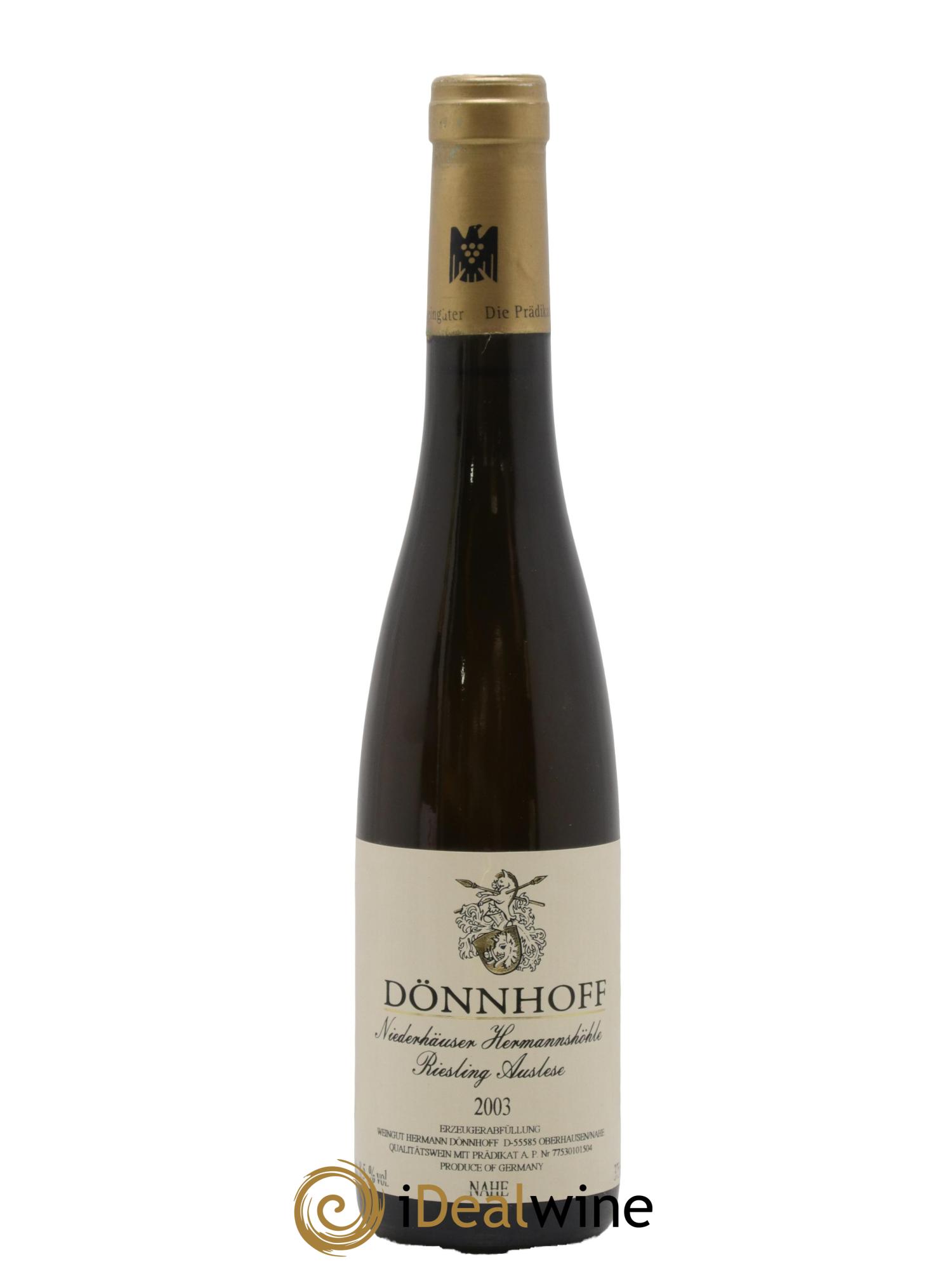 Allemagne Nahe Niederhauser Hermannshole Auslese Goldkapsel Donnhoff 2003 - Posten von 1 Demi-Flasche - 0