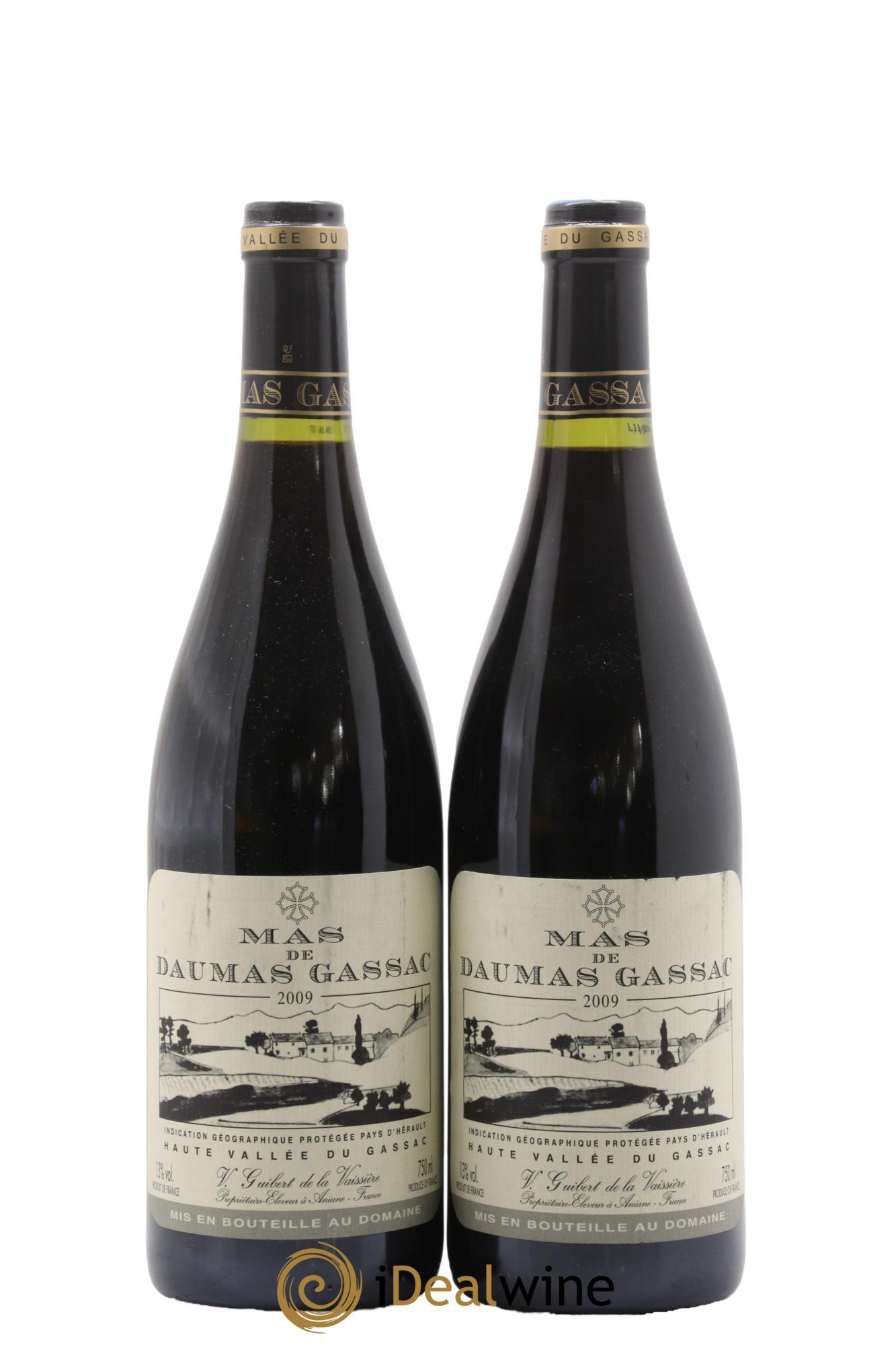 IGP St Guilhem-le-Désert - Cité d'Aniane Mas Daumas Gassac Famille Guibert de La Vaissière 2009 - Lot de 2 bouteilles - 0