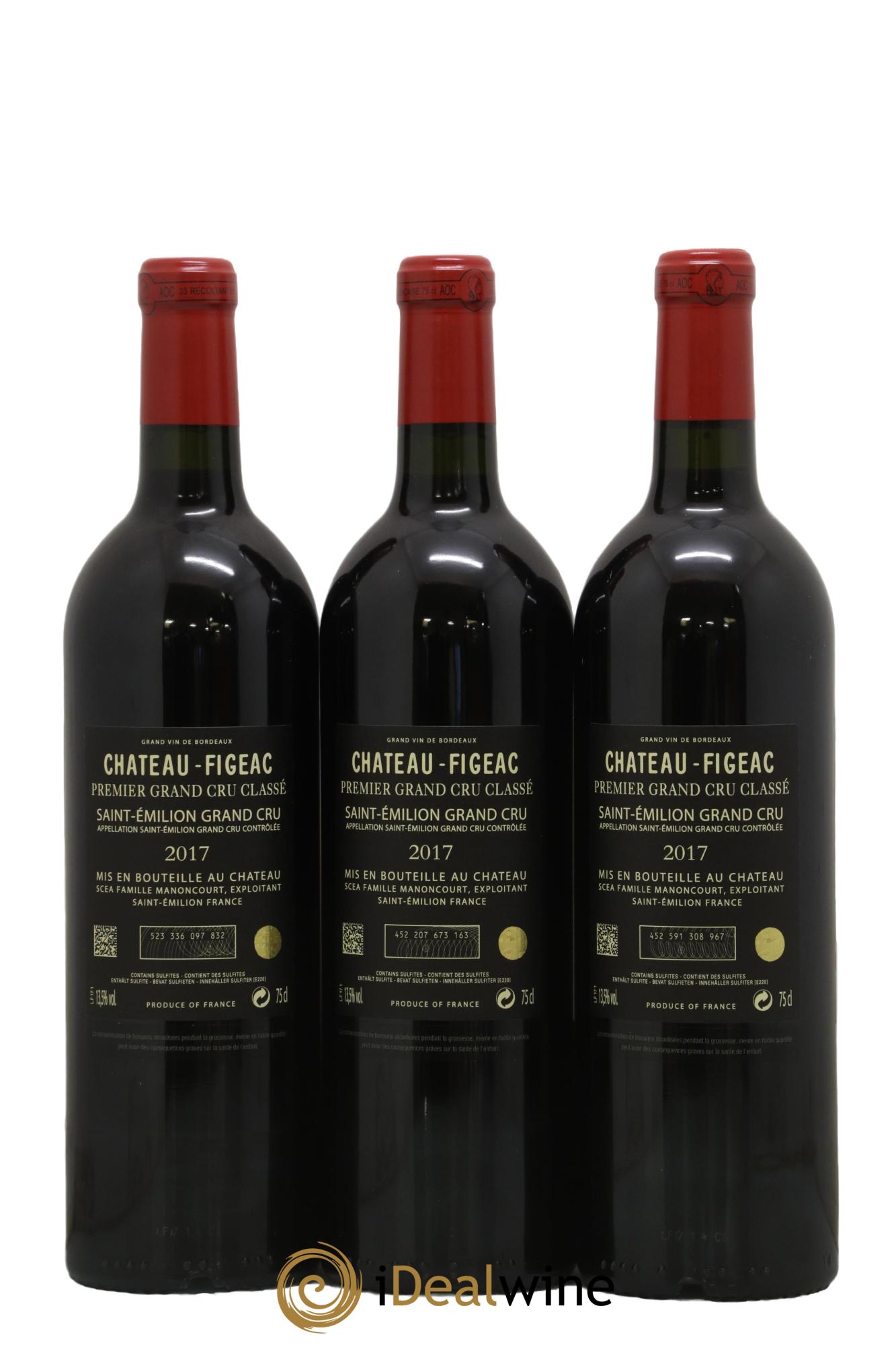 Château Figeac 1er Grand Cru Classé A 2017 - Lot de 3 bouteilles - 1
